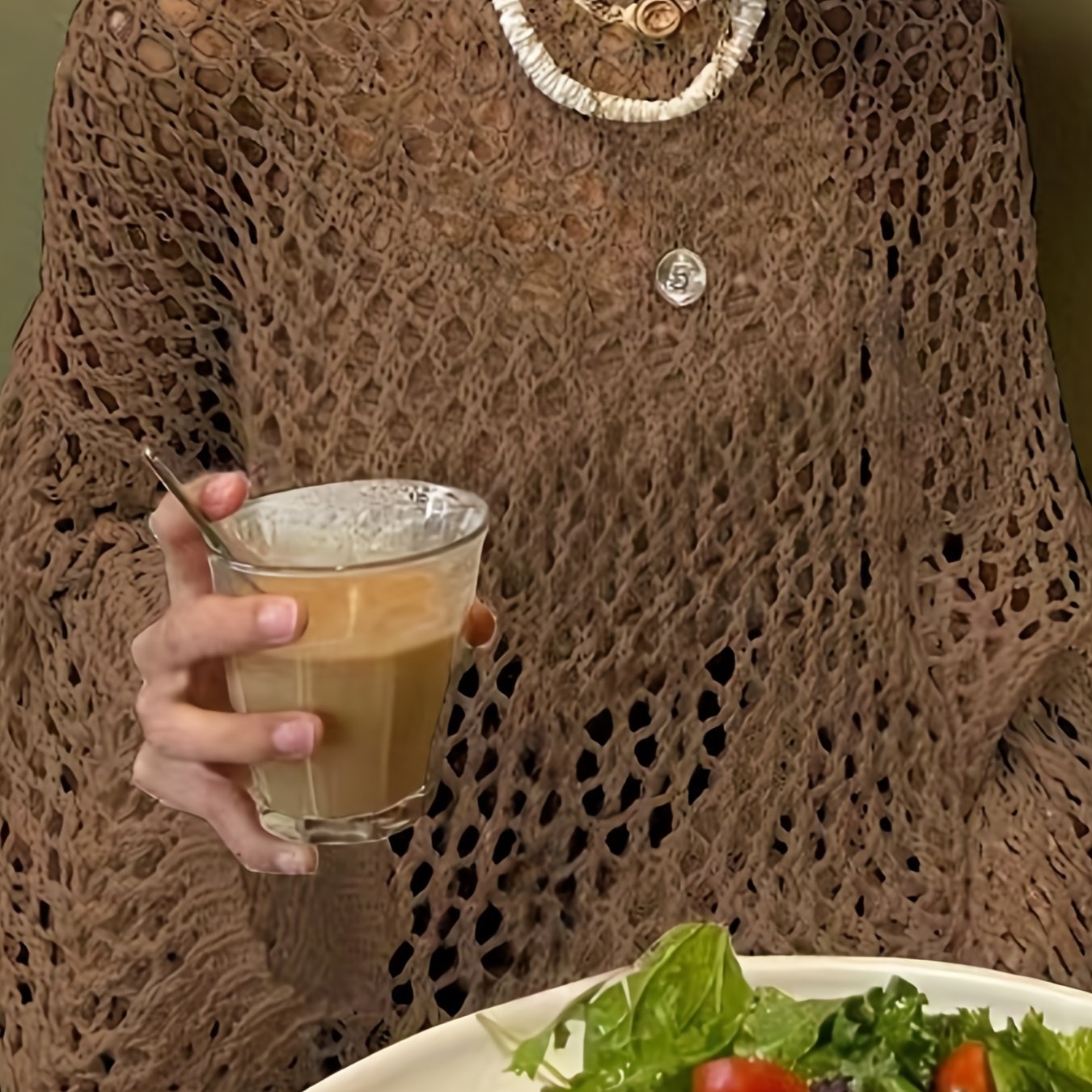 Antmvs Crochet Cover Up Knitted Top, Casual Long Sleeve Sweater For Spring & Summer, Women's Clothing
