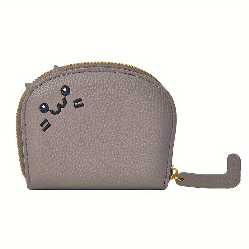 Cute Cartoon Cat Mini Coin Purse, Sweet Style Faux Leather Wallet With Multiple Card Slots(10.49cmx 8.99cm)
