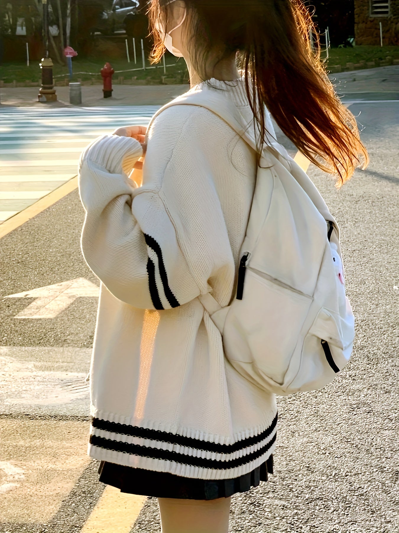 Antmvs Striped Button V-neck Cardigan, Casual Long Sleeve Cardigan For Fall & Winter, Women's Clothing