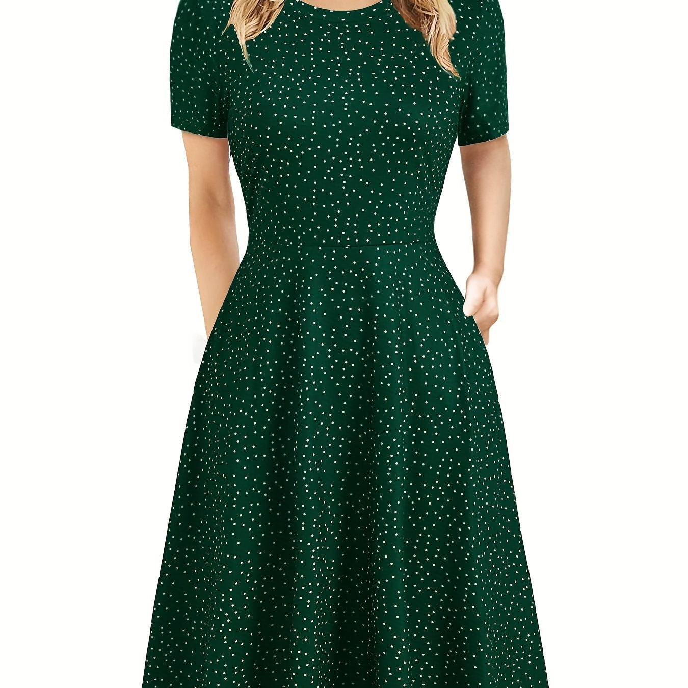 Antmvs Elegant Retro A-line Dress, Short Sleeve Casual Dress For Spring & Summer, Women's Clothing
