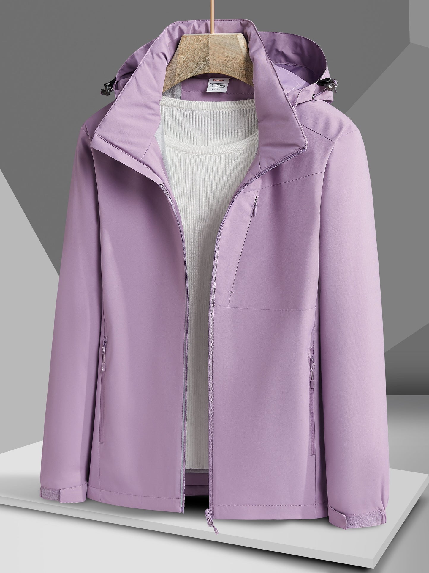Antmvs Women's Waterproof Hooded Jacket With Polar Fleece Lining - Windproof And Warm Outerwear For Outdoor Activities