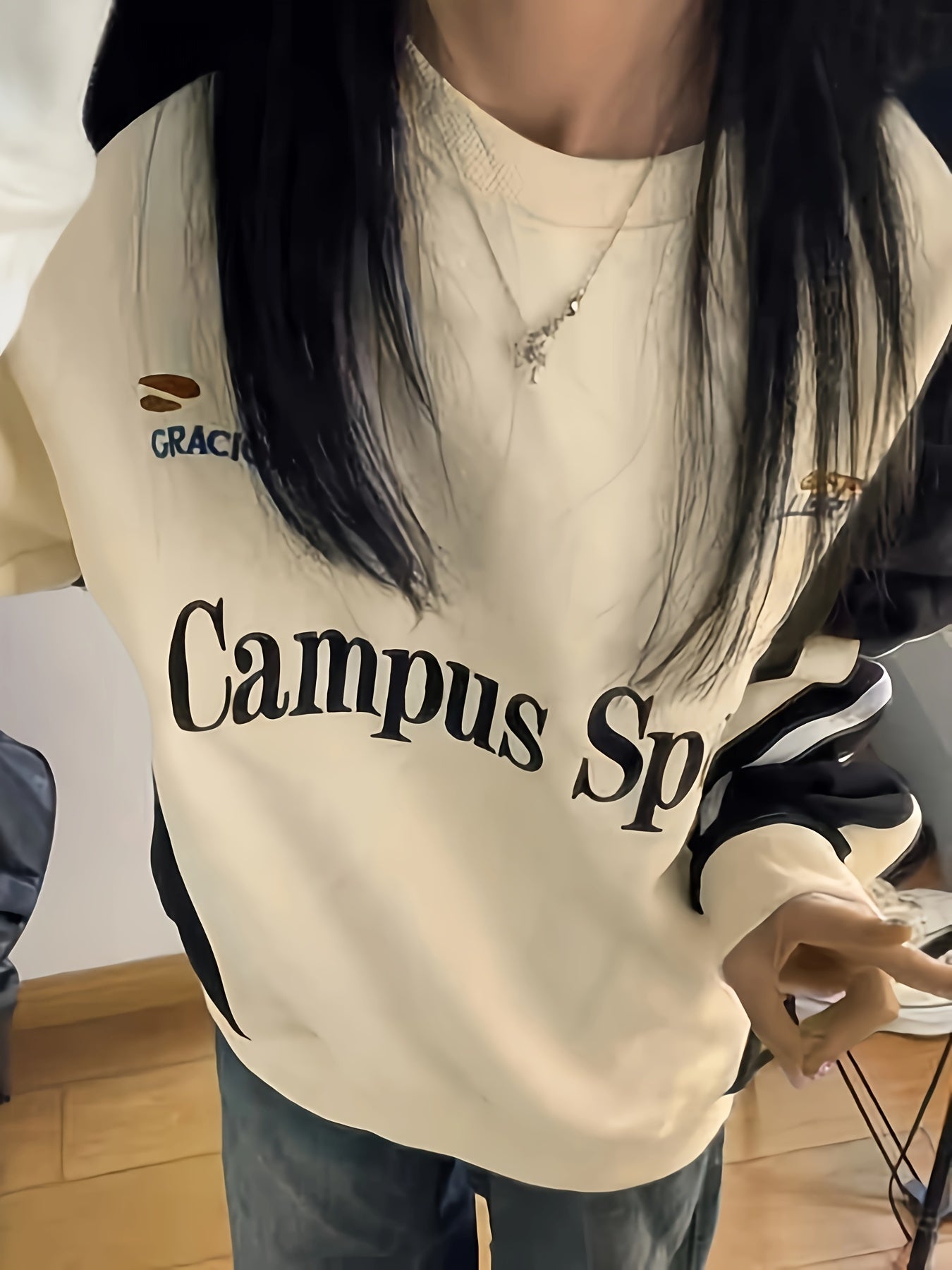 Antmvs Y2K Streetwear Sweatshirt, Casual Raglan Sleeve Crew Neck Sweatshirt For Fall & Winter, Women's Clothing
