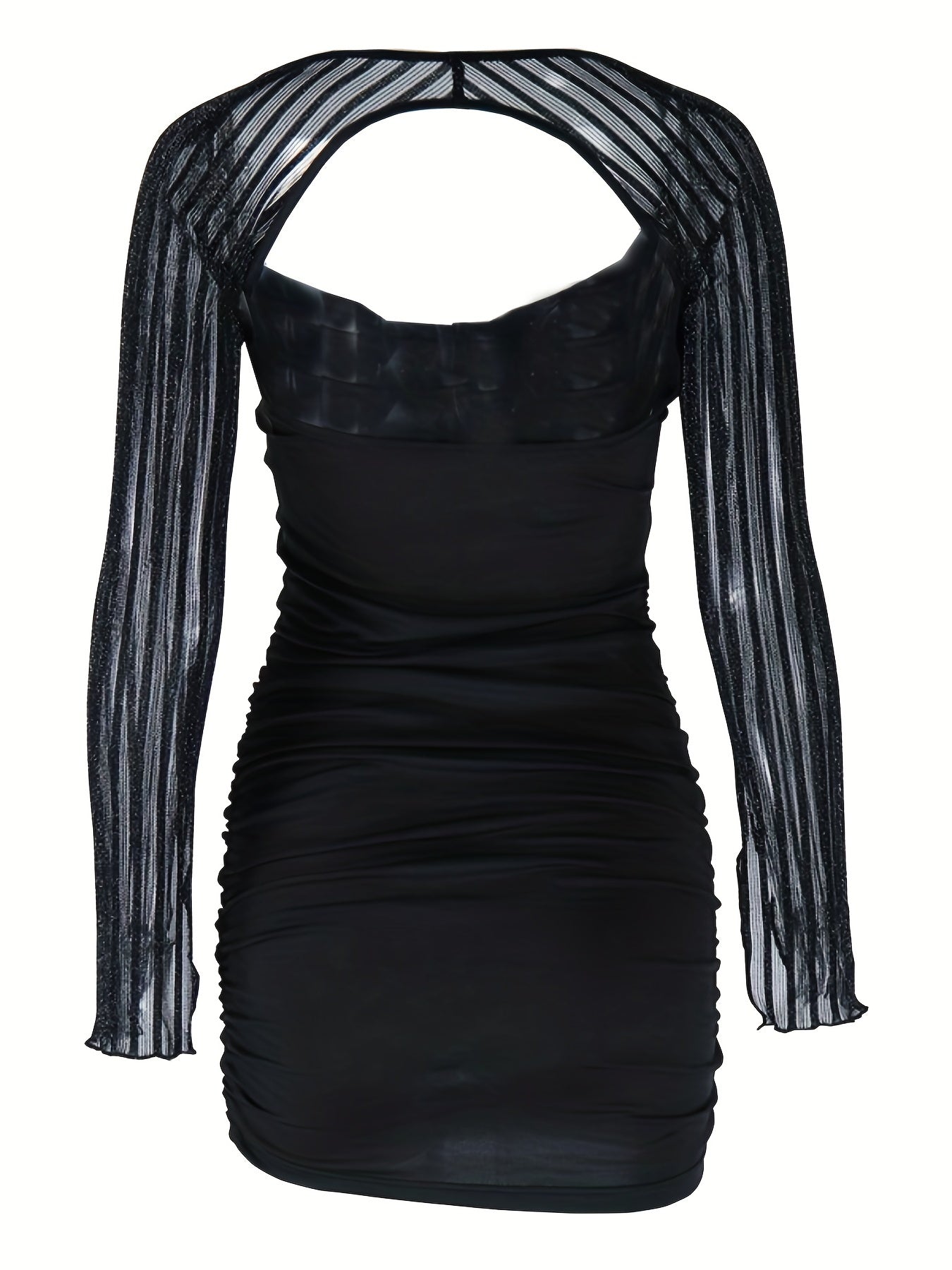 Antmvs Side Ruched Backless Bodycon Dress, Sexy Sweetheart Neck Flared Sleeve Dress, Women's Clothing