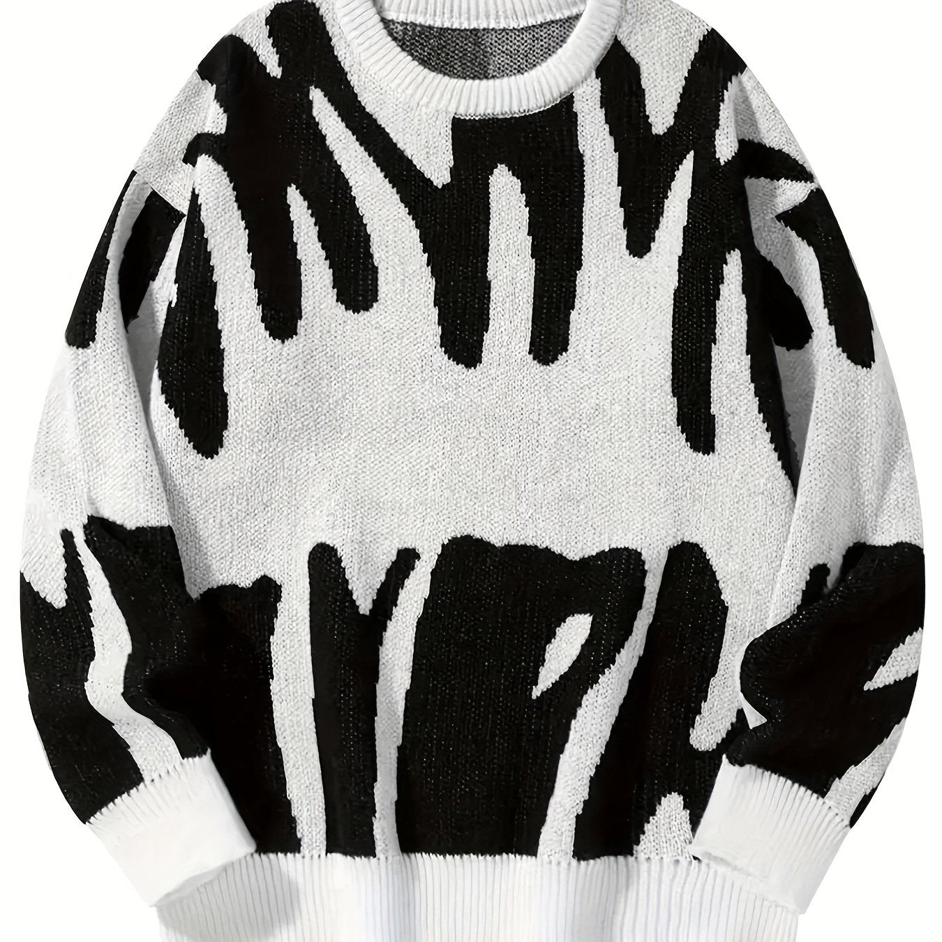 Antmvs Y2K Graphic Pattern Pullover Sweater, Crew Neck Long Sleeve Sweater, Women's Clothing