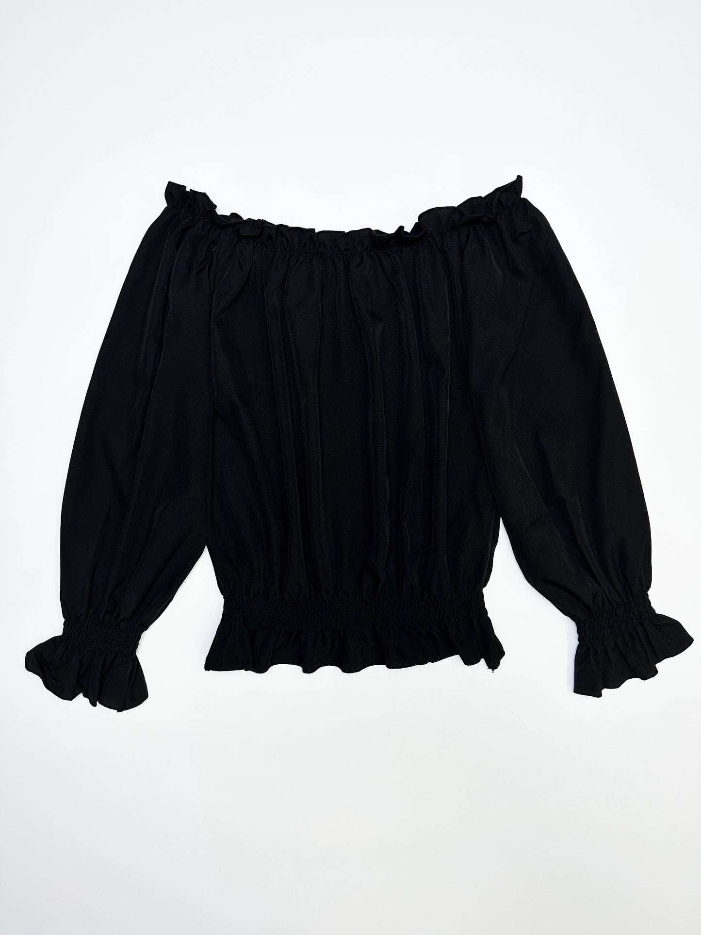Antmvs Off Shoulder Ruffle Trim Blouse, Casual Long Sleeve Blouse For Spring & Fall, Women's Clothing
