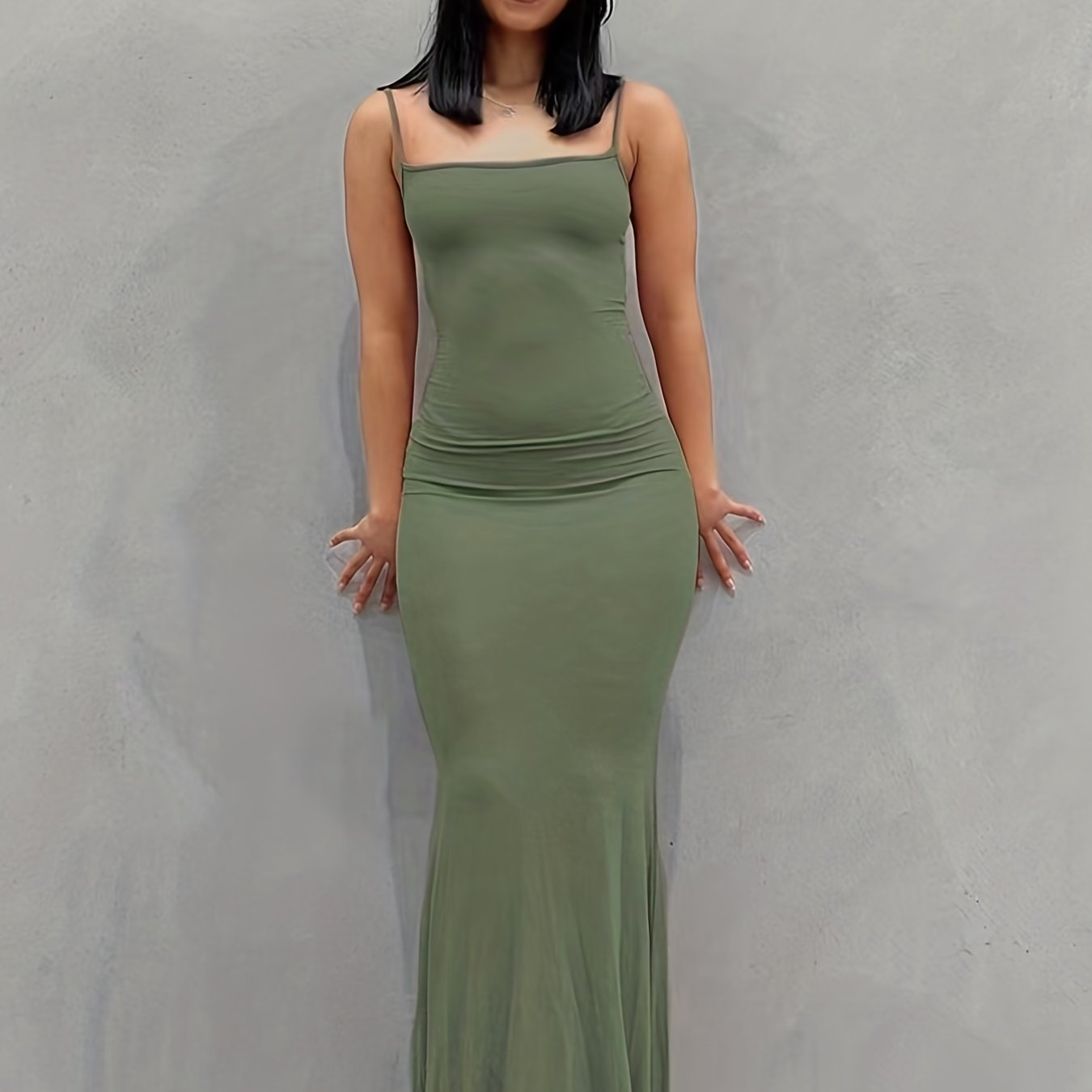 Antmvs Cami Bodycon Dresses ,Sexy Maxi Sleeveless Solid For Party Night, Women's Dresses