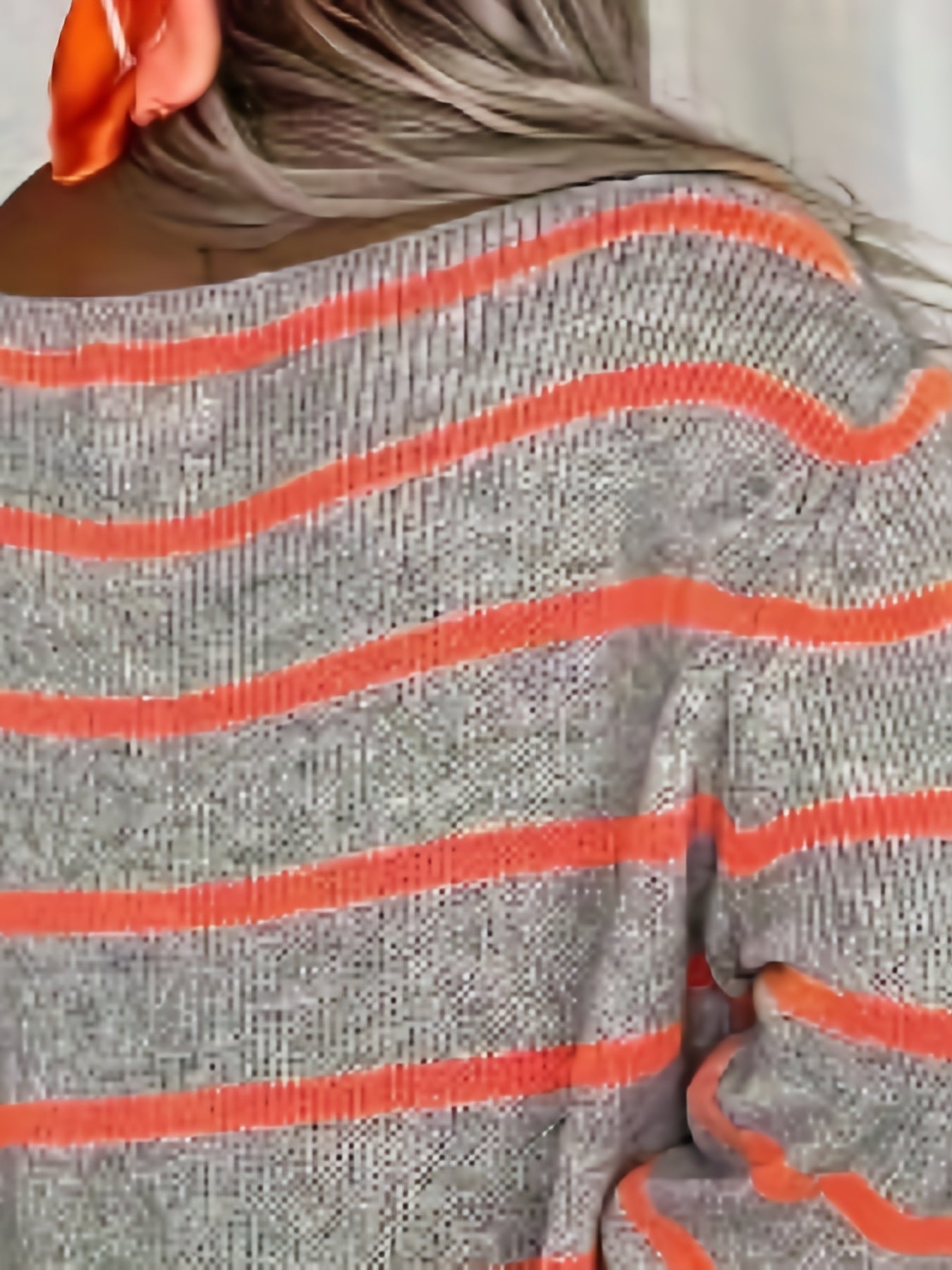 Antmvs Striped Boat Neck Pullover Sweater, Vintage Long Sleeve Pocket Loose Sweater For Spring & Fall, Women's Clothing