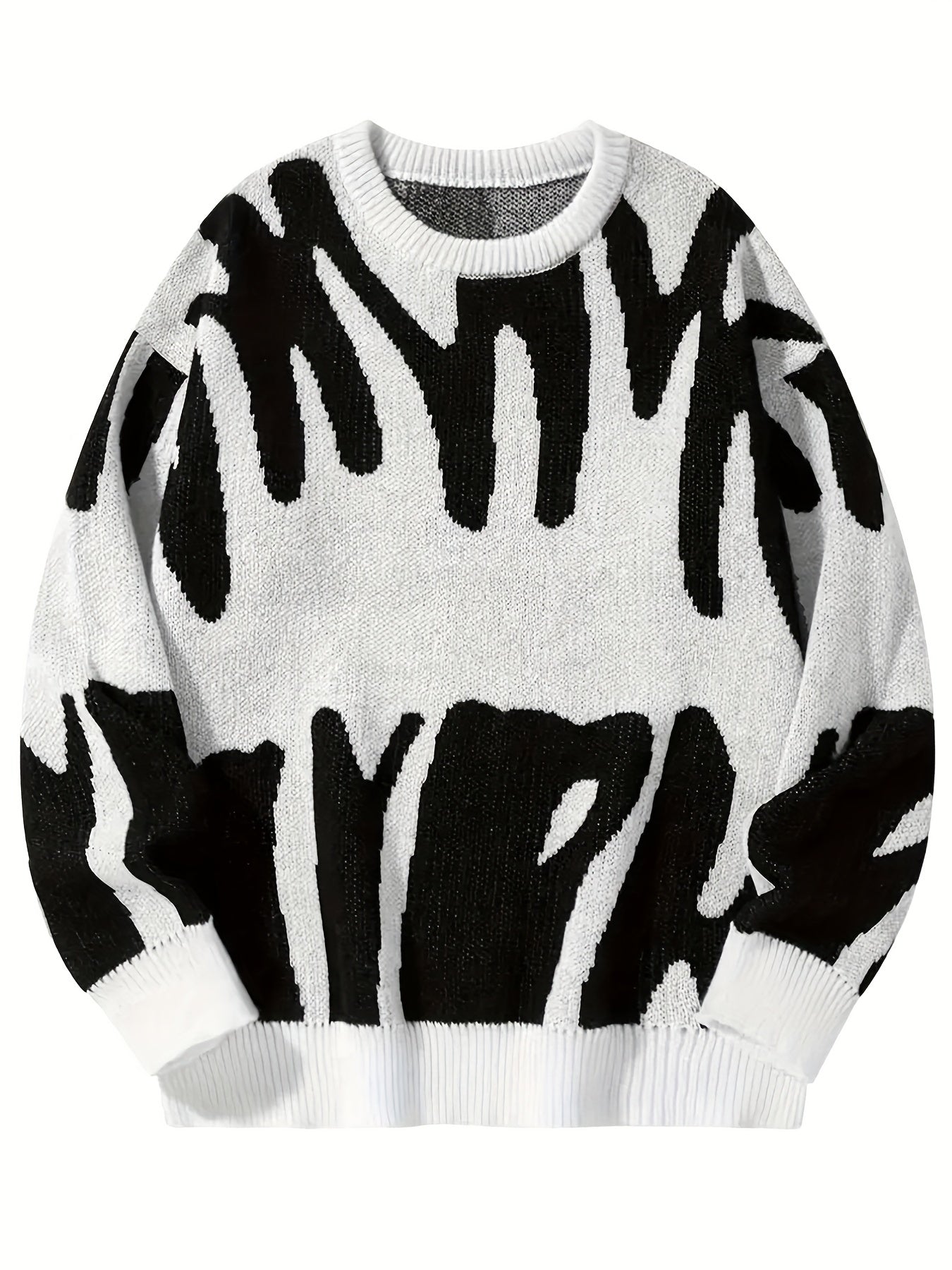 Antmvs Y2K Graphic Pattern Pullover Sweater, Crew Neck Long Sleeve Sweater, Women's Clothing