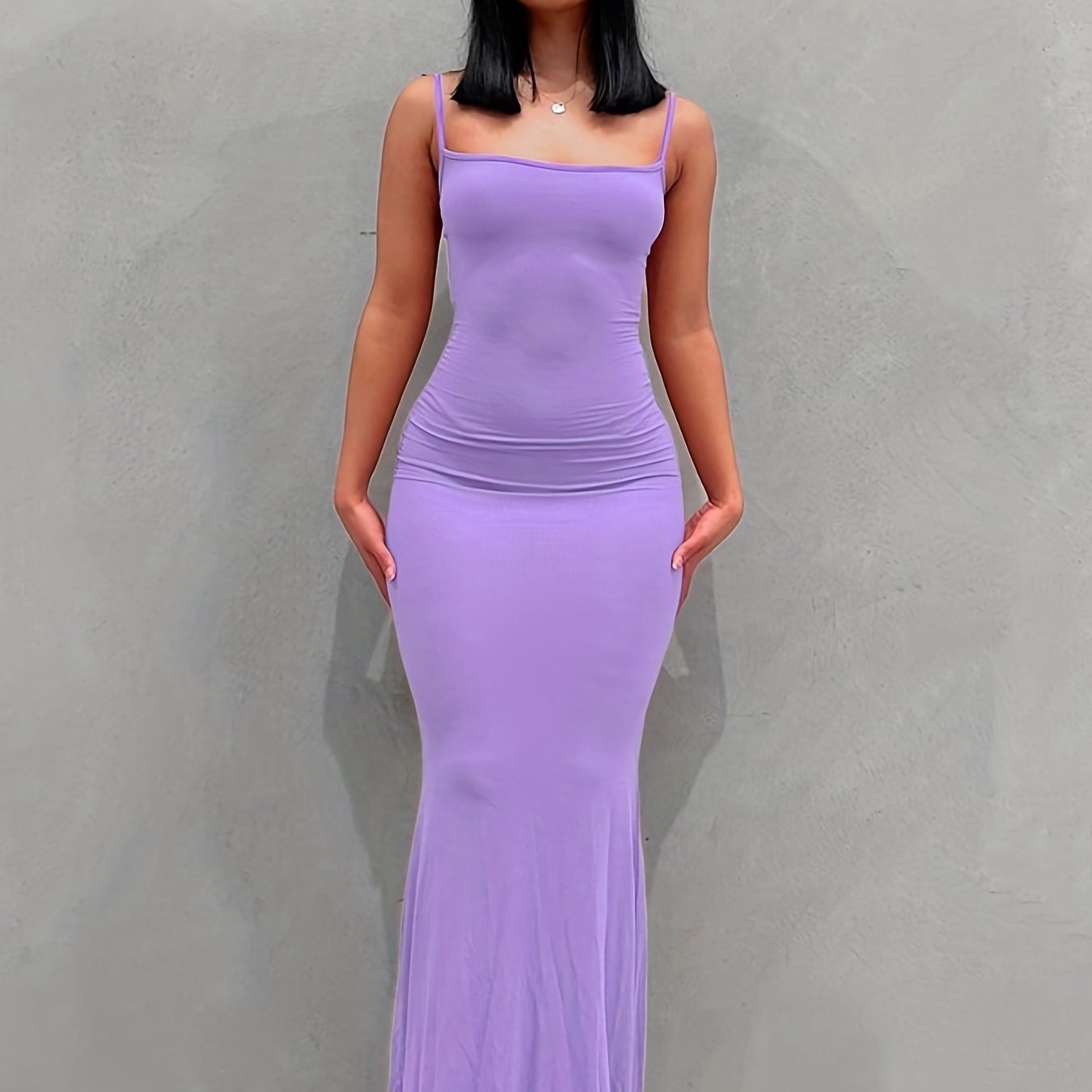 Antmvs Cami Bodycon Dresses ,Sexy Maxi Sleeveless Solid For Party Night, Women's Dresses