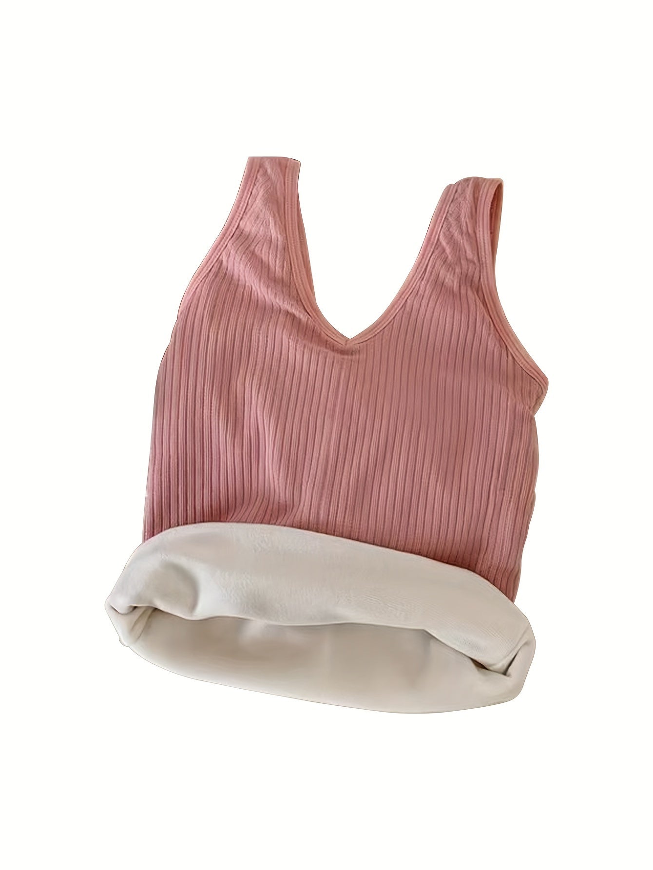 Antmvs Girls Plus Velvet Thick Vest Solid Color Warm Body-con Bottoming Vest For 13-18 Y