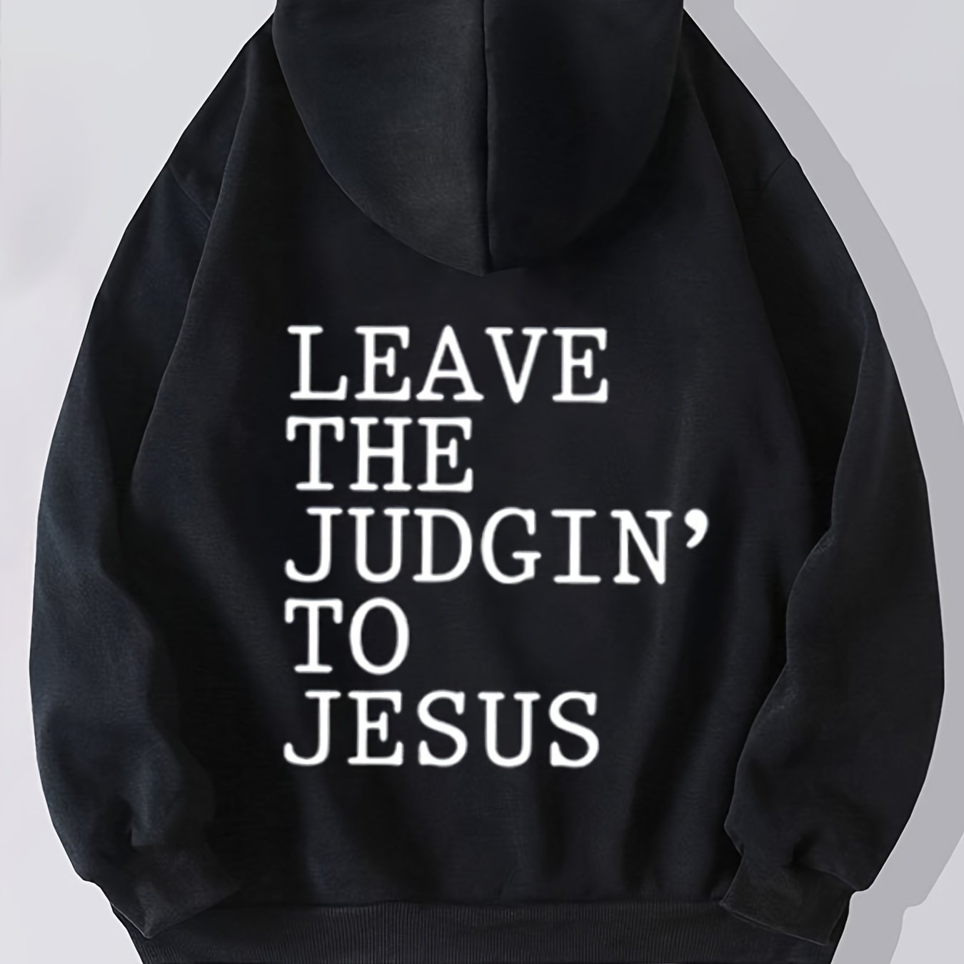 Antmvs Plus Size Casual Sweatshirt, Women's Plus Slogan Print Long Sleeve Drawstring Hooded Sweatshirt With Pockets
