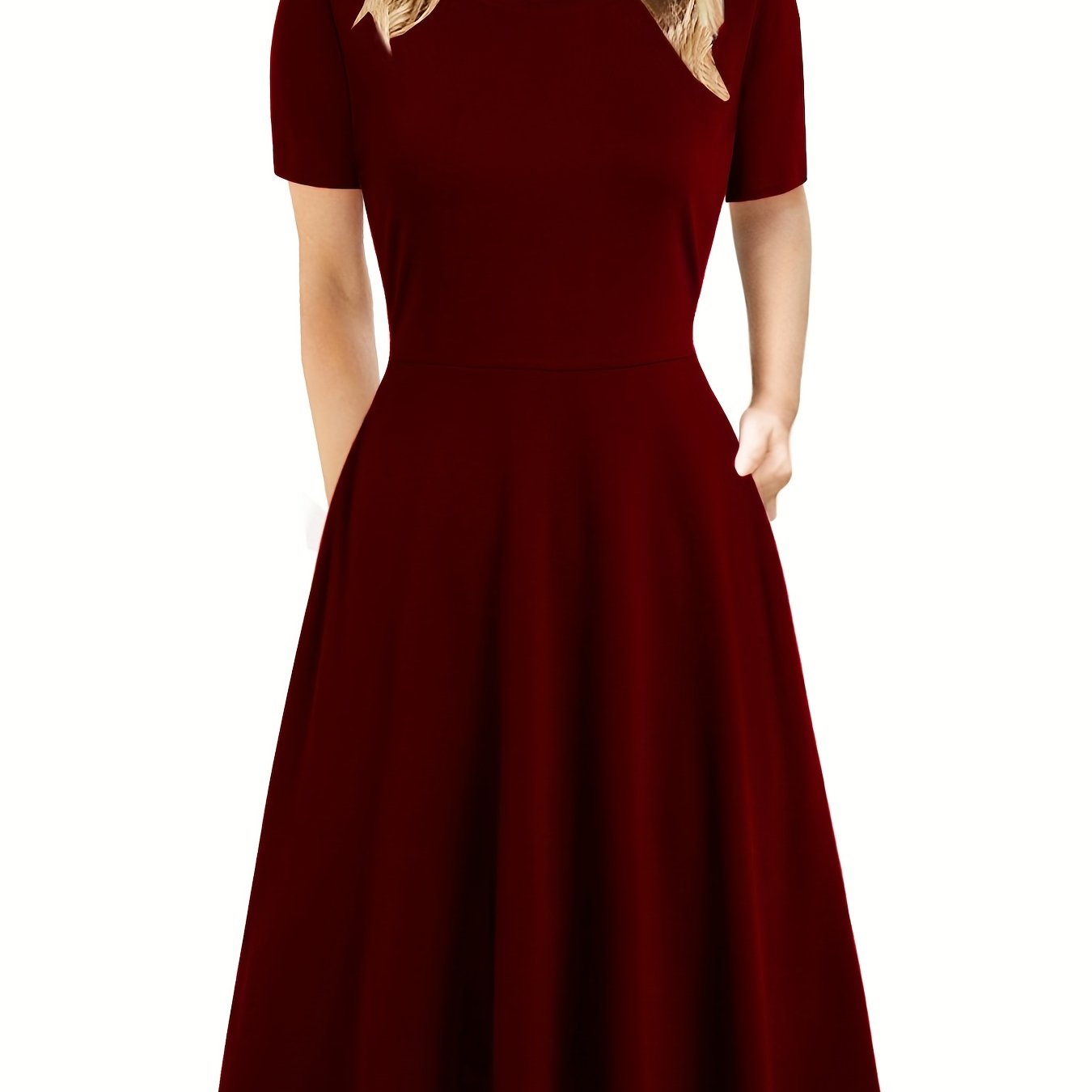 Antmvs Elegant Retro A-line Dress, Short Sleeve Casual Dress For Spring & Summer, Women's Clothing