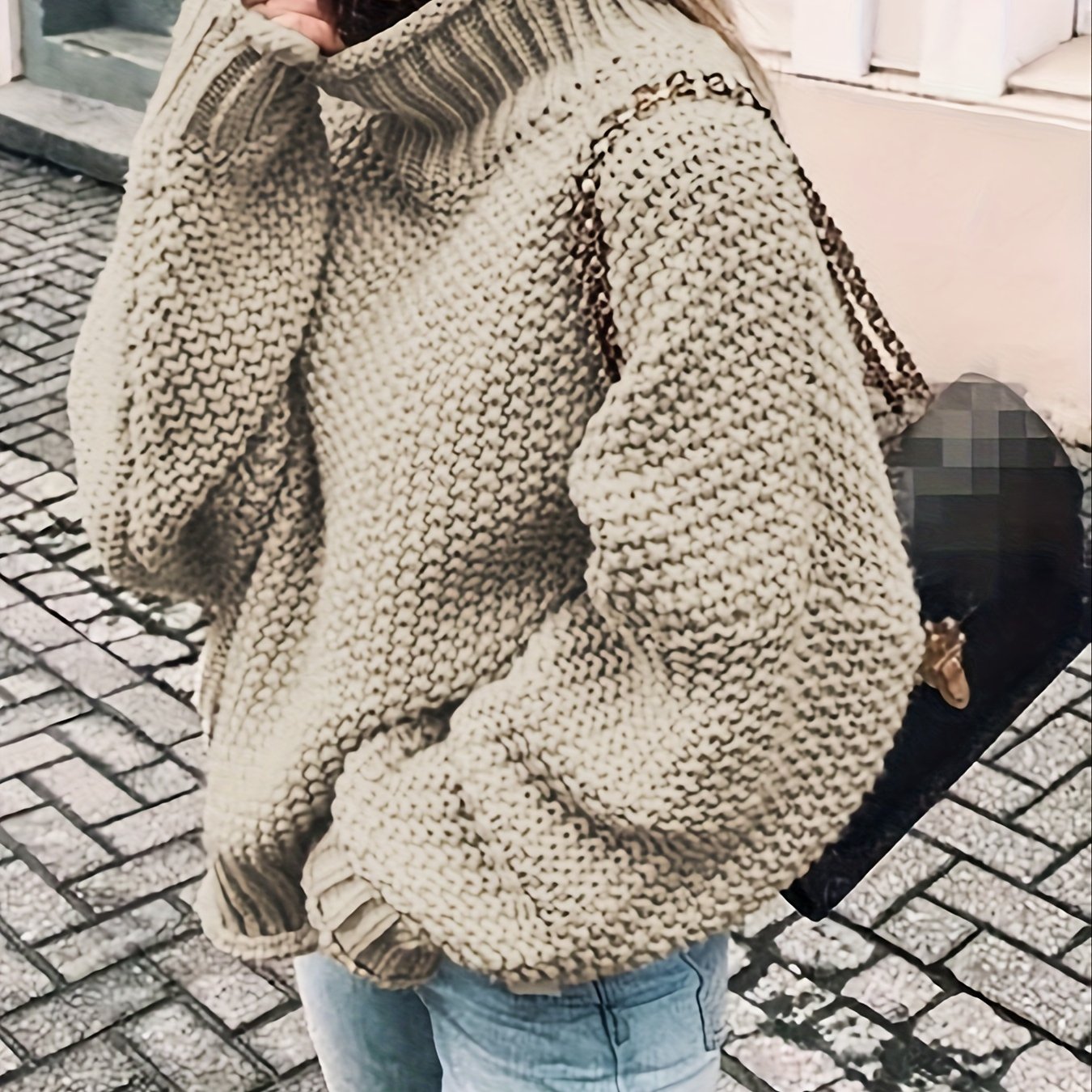 Antmvs Solid Turtle Neck Pullover Sweater, Casual Long Sleeve Sweater For Fall & Winter, Women's Clothing