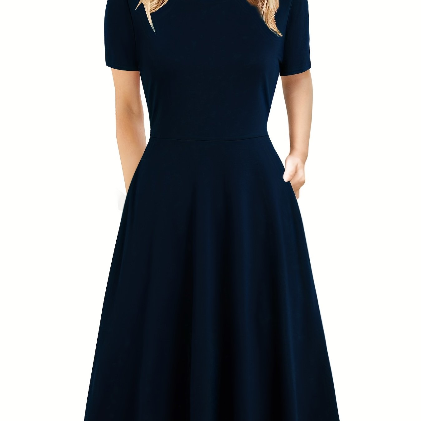 Antmvs Elegant Retro A-line Dress, Short Sleeve Casual Dress For Spring & Summer, Women's Clothing