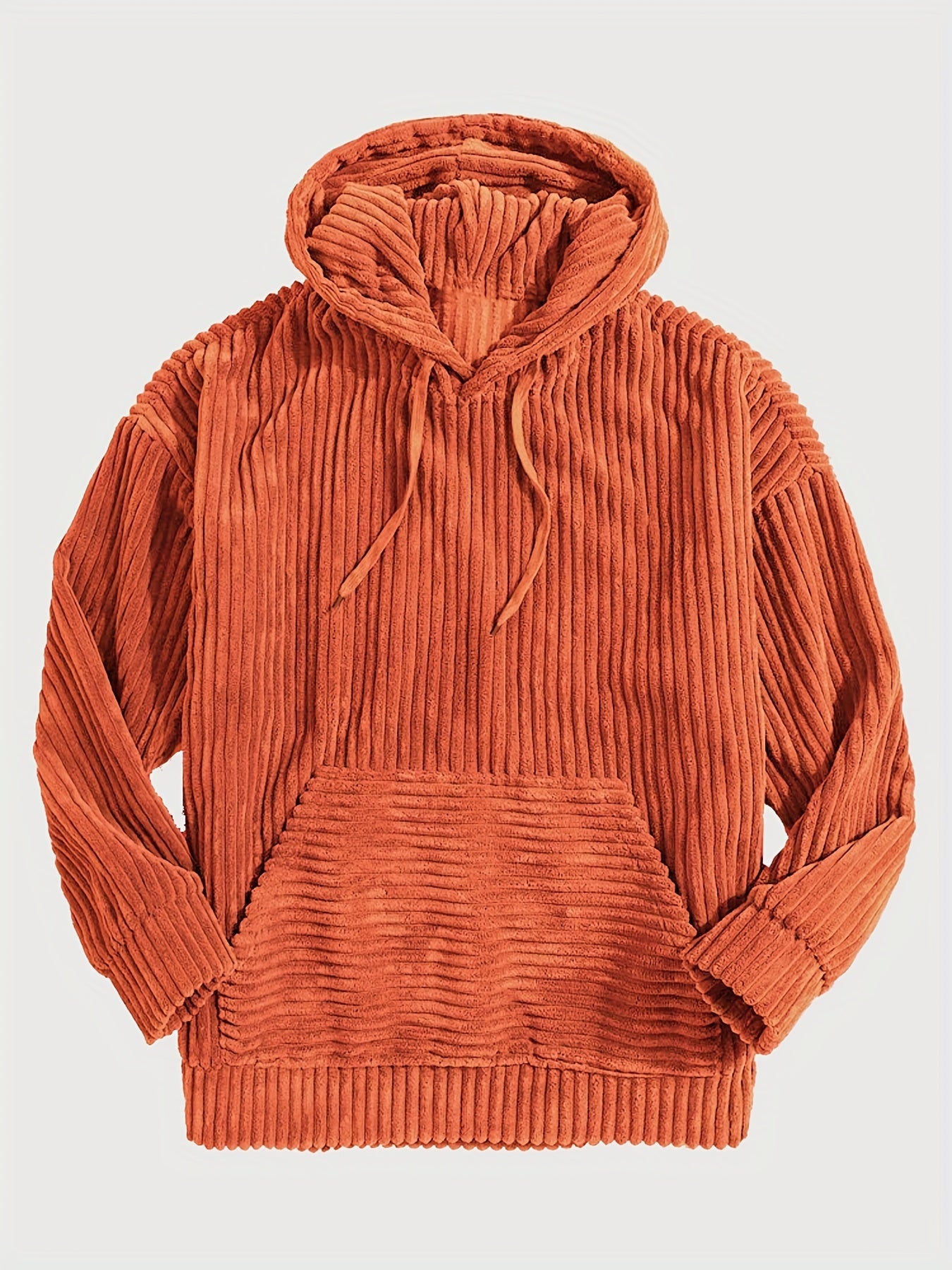Antmvs Vintage Corduroy Hoodies For Men, Men's Casual Pullover Hooded Sweatshirt With Kangaroo Pocket Streetwear For Winter Fall, As Gifts
