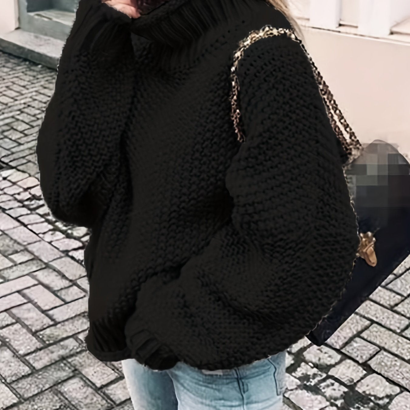 Antmvs Solid Turtle Neck Pullover Sweater, Casual Long Sleeve Sweater For Fall & Winter, Women's Clothing