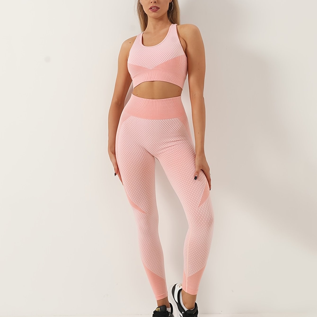 Antmvs Two Tune Color Quick Drying Leggings, High Waist Slimming Yoga Fitness Workout Gym Sports Pants, Women's Activewear