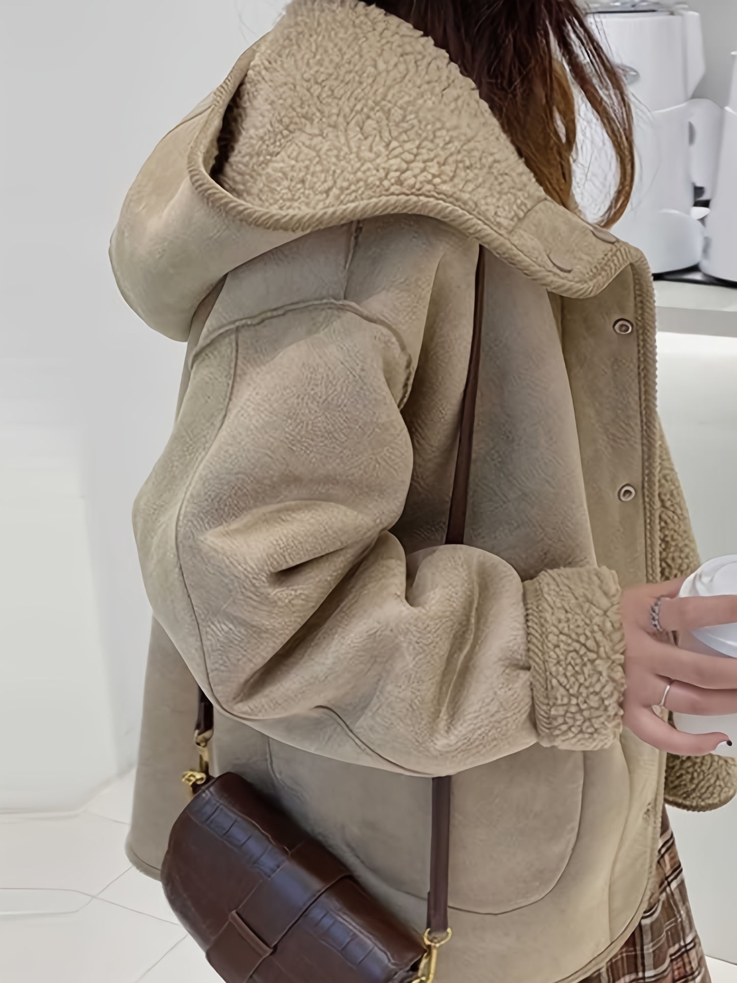 Antmvs Women's Maternity Solid warm Fleece Hooded Jacket Fashion Fleece Thick Casual Hoodies Fall Winter, Pregnant Women's Clothing