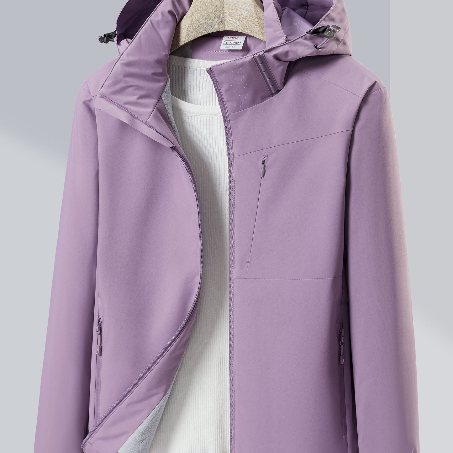 Antmvs Women's Waterproof Hooded Jacket With Polar Fleece Lining - Windproof And Warm Outerwear For Outdoor Activities