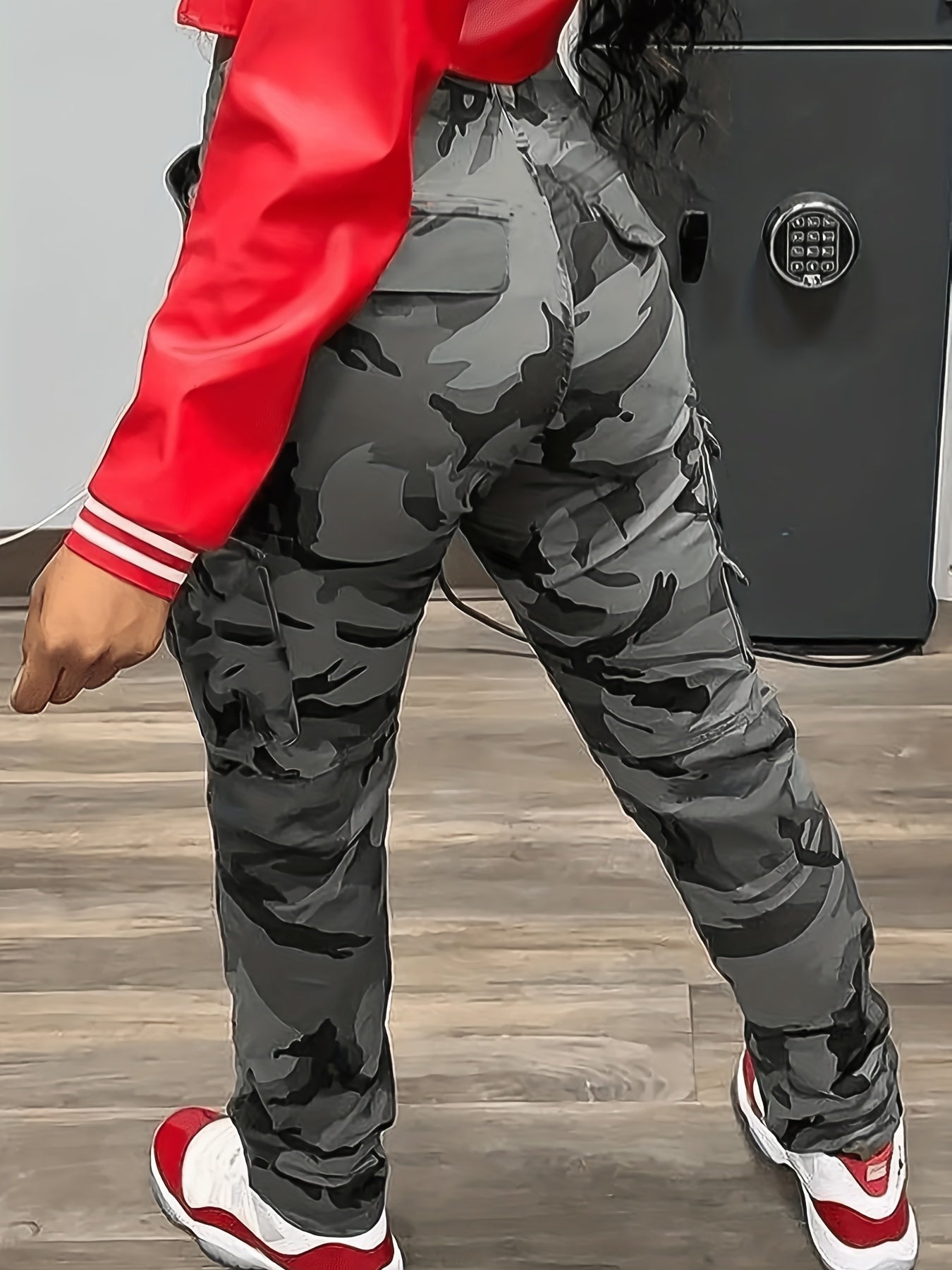 Antmvs Camo Print Cargo Pants, Casual Long Length Versatile Pants With Pockets, Women's Clothing