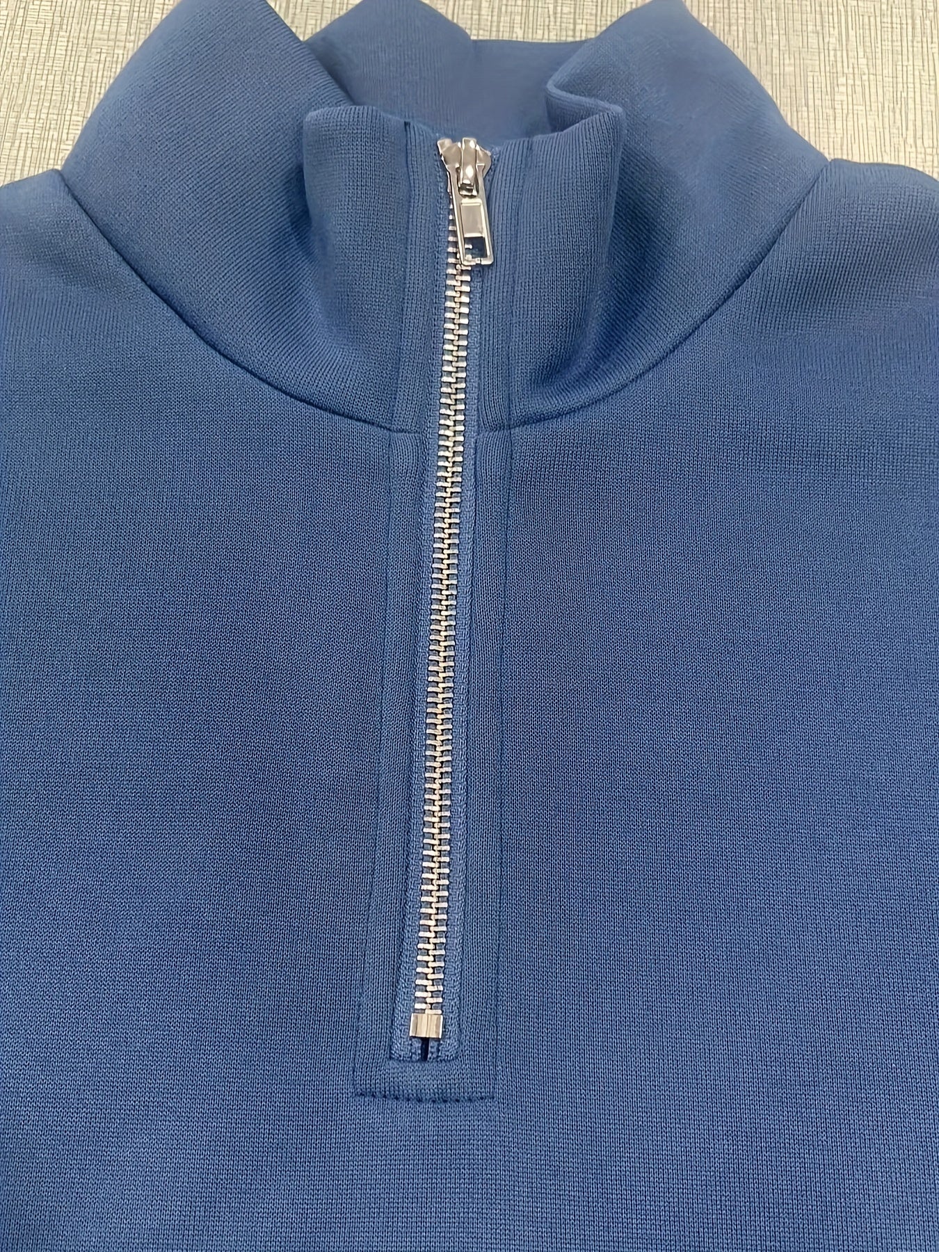 Antmvs Solid Zip Stand Collar Oversized Sweatshirt, Casual Long Sleeve Kangaroo Pocket Sweatshirt, Women's Clothing