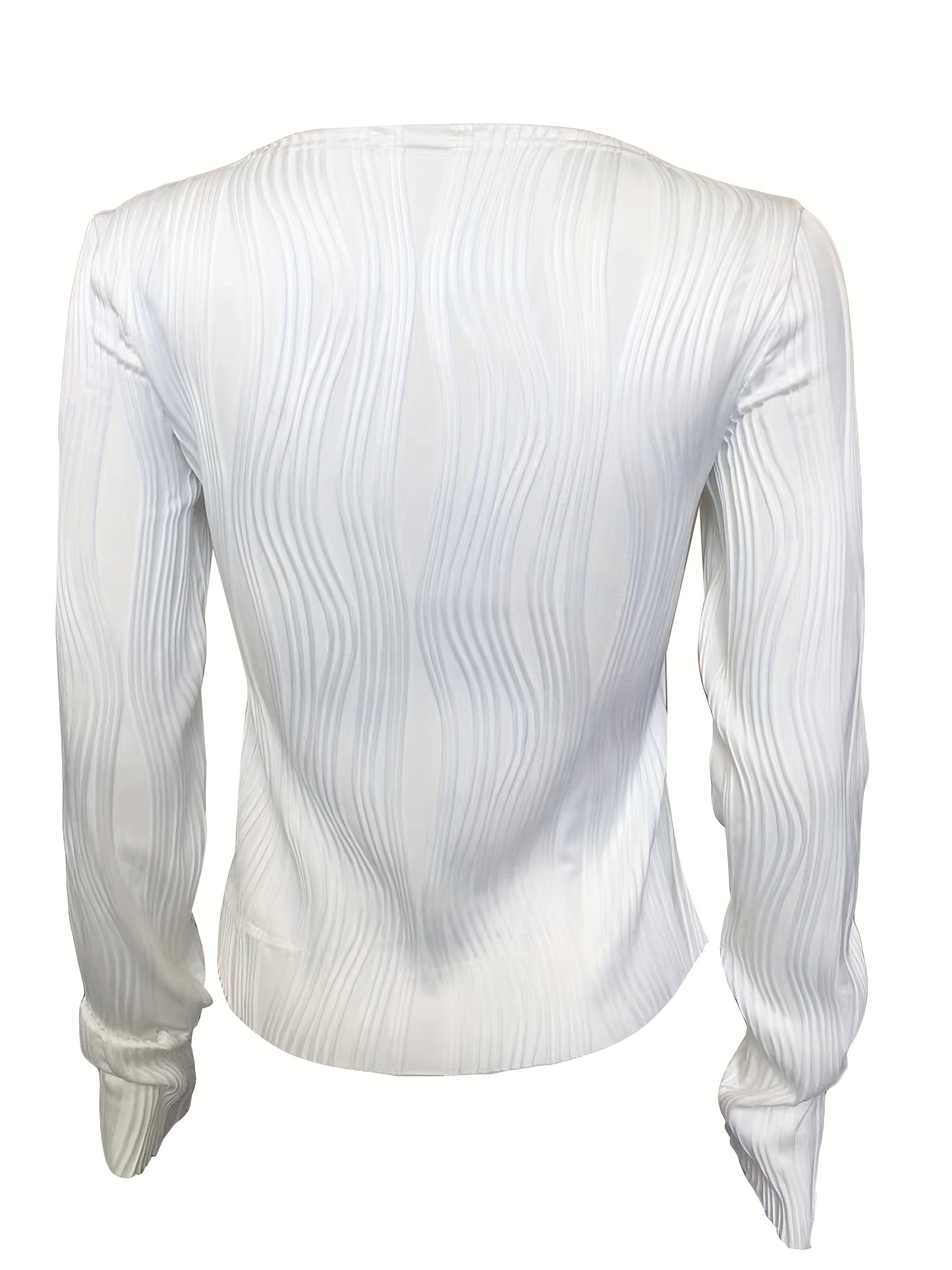 Antmvs Solid Textured Slim T-Shirt, Casual Long Sleeve T-Shirt For Spring & Fall, Women's Clothing