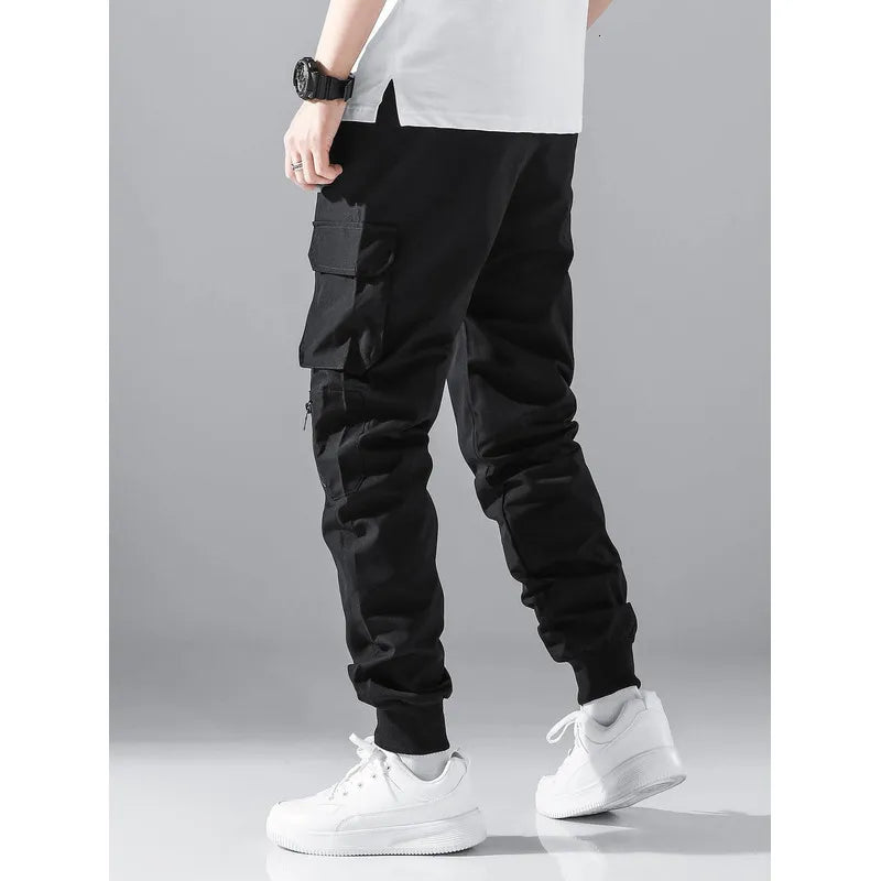 Men's Pants Men Zip Detail Flap Pocket Side Drawstring Waist Cargo Pants 230518