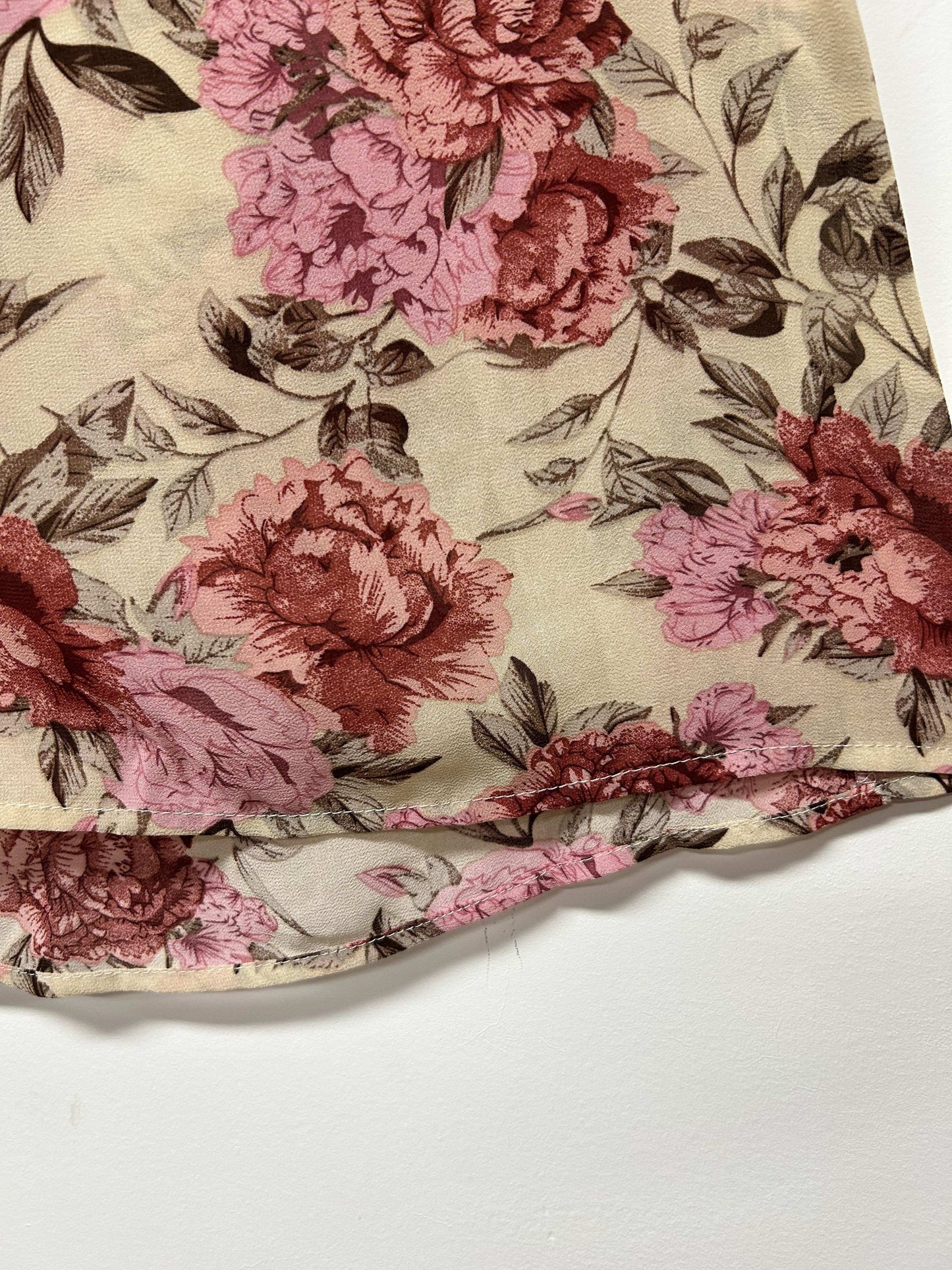 Antmvs Floral Print Ruffle Trim Blouse, Elegant Mock Neck Blouse For Spring & Summer, Women's Clothing