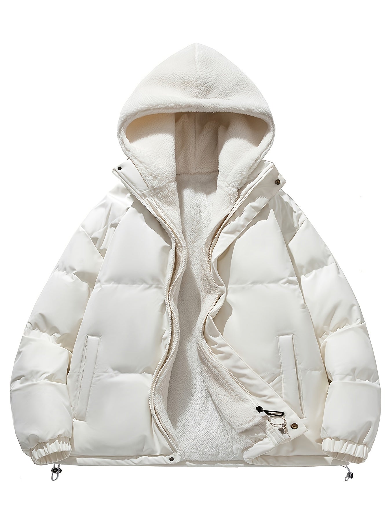 Antmvs Unisex Warm Fleece Hooded Winter Jacket, Casual Cotton Padded Coat For Men And Women Couples Fall Winter