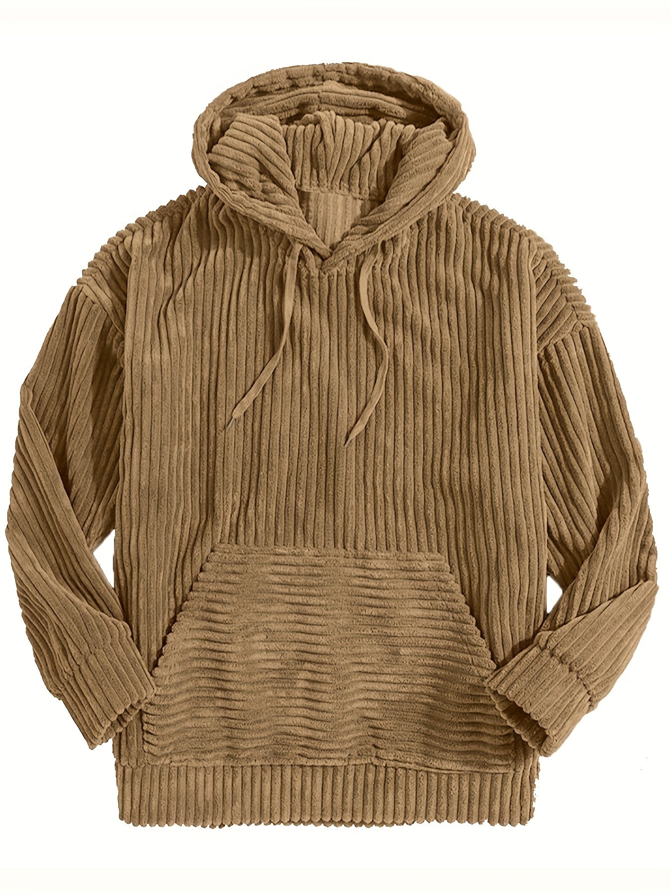 Antmvs Vintage Corduroy Hoodies For Men, Men's Casual Pullover Hooded Sweatshirt With Kangaroo Pocket Streetwear For Winter Fall, As Gifts