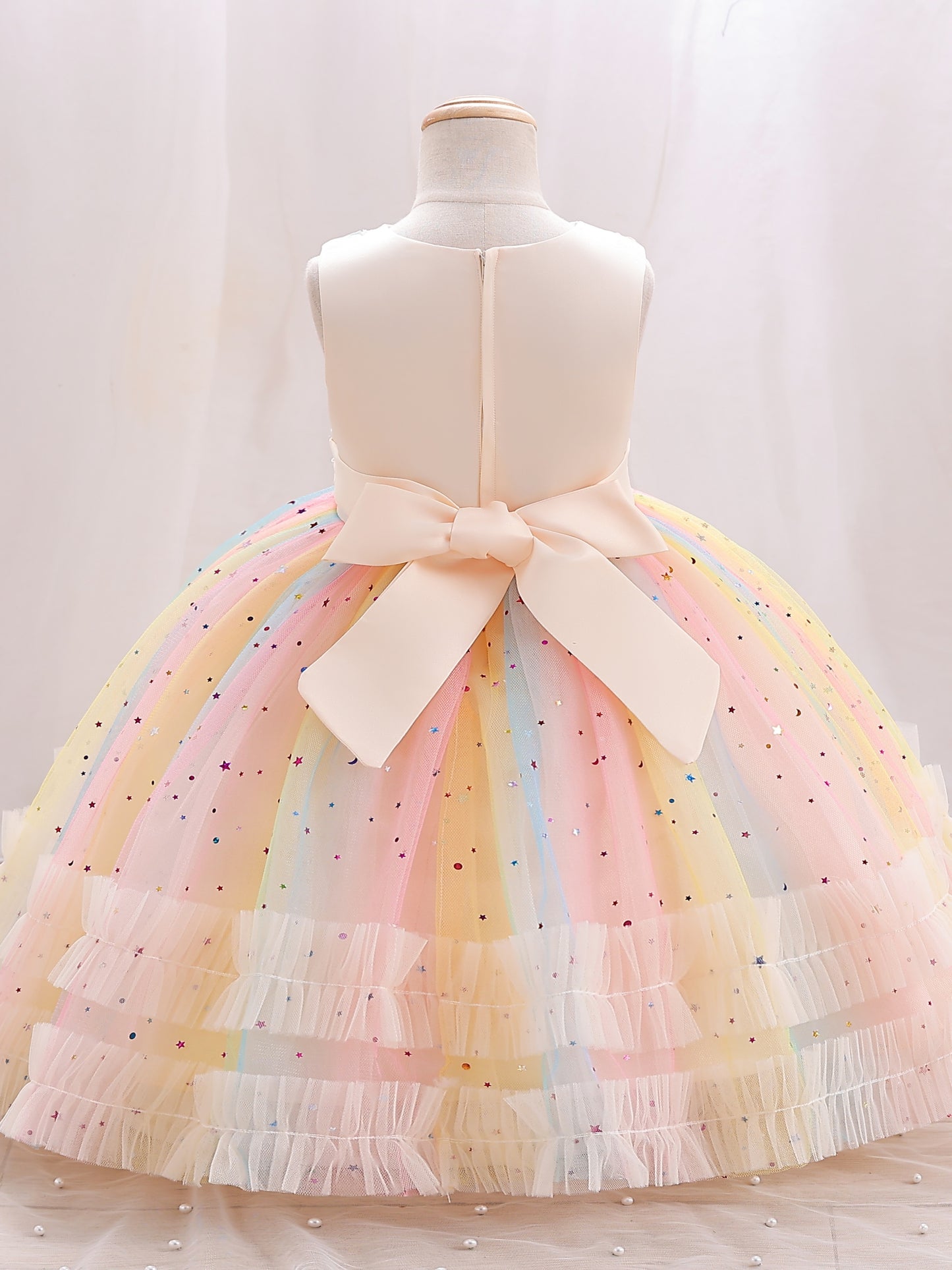 One-year-old Girls Dreamy Princess Gauze Dress - Elegant & Fluffy Formal Wear for Stylish Show-Stoppers - Perfect Birthday Party Outfit, Soft & Breathable