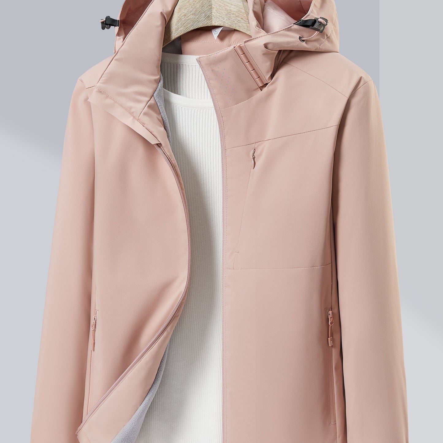 Antmvs Women's Waterproof Hooded Jacket With Polar Fleece Lining - Windproof And Warm Outerwear For Outdoor Activities