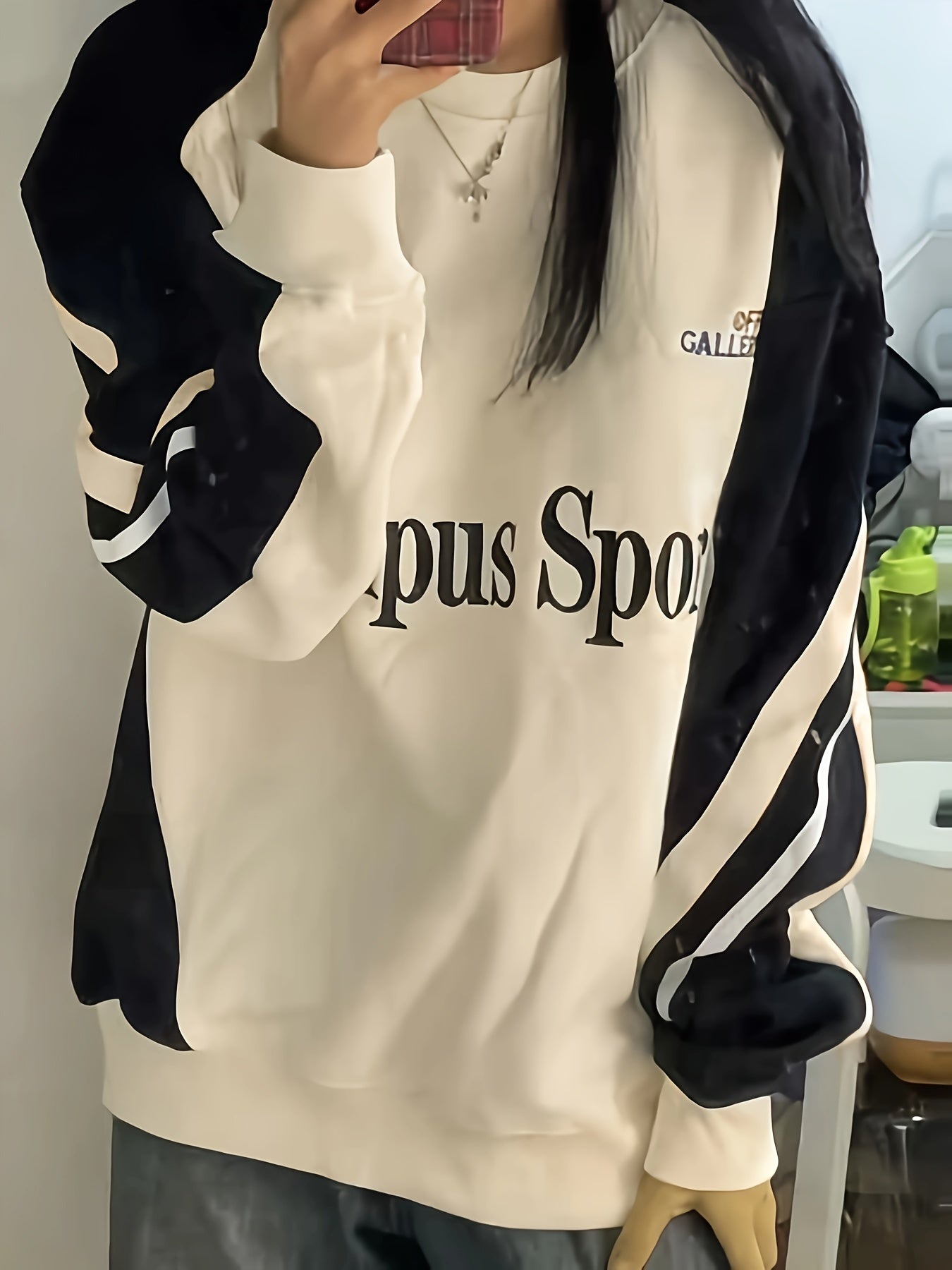 Antmvs Y2K Streetwear Sweatshirt, Casual Raglan Sleeve Crew Neck Sweatshirt For Fall & Winter, Women's Clothing