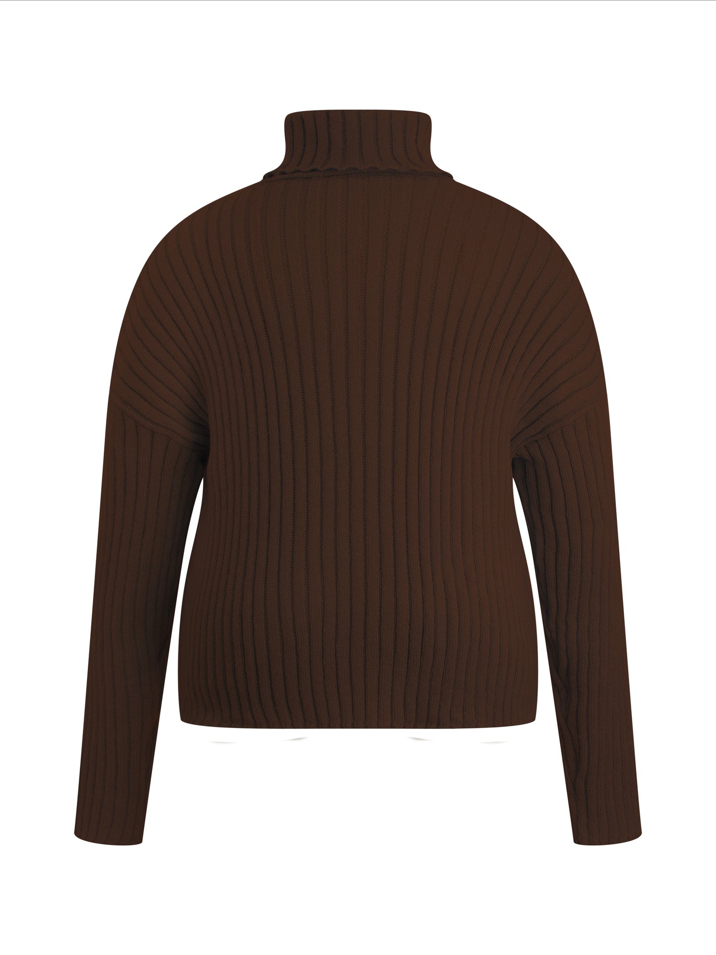 Antmvs Plus Size Casual Sweater, Women's Plus Plain Ribbed Long Sleeve Turtle Neck Sweater