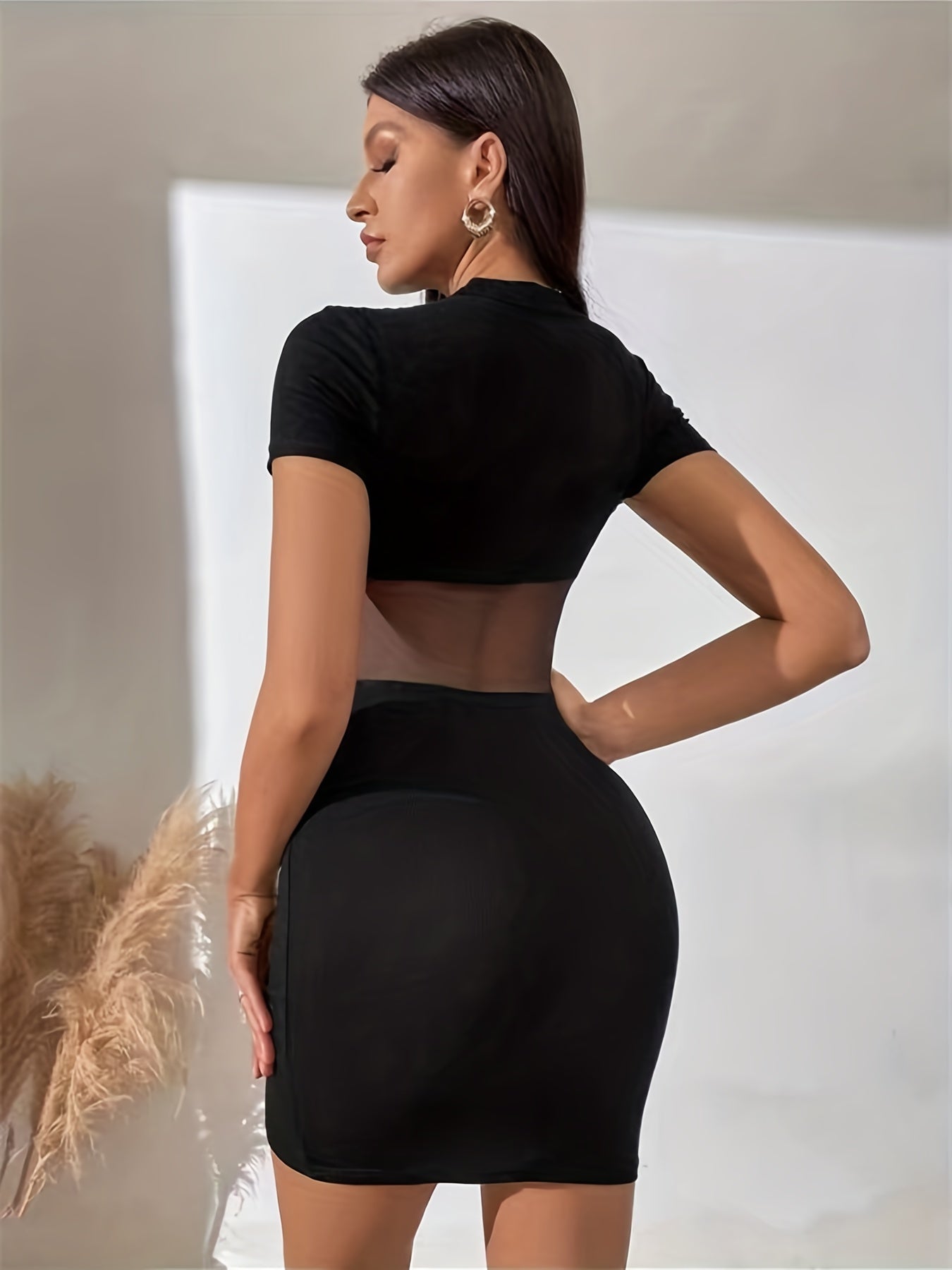 Antmvs Short Sleeve Sheath Mini Dress, Sexy Party Club Casual Dress, Women's Clothing