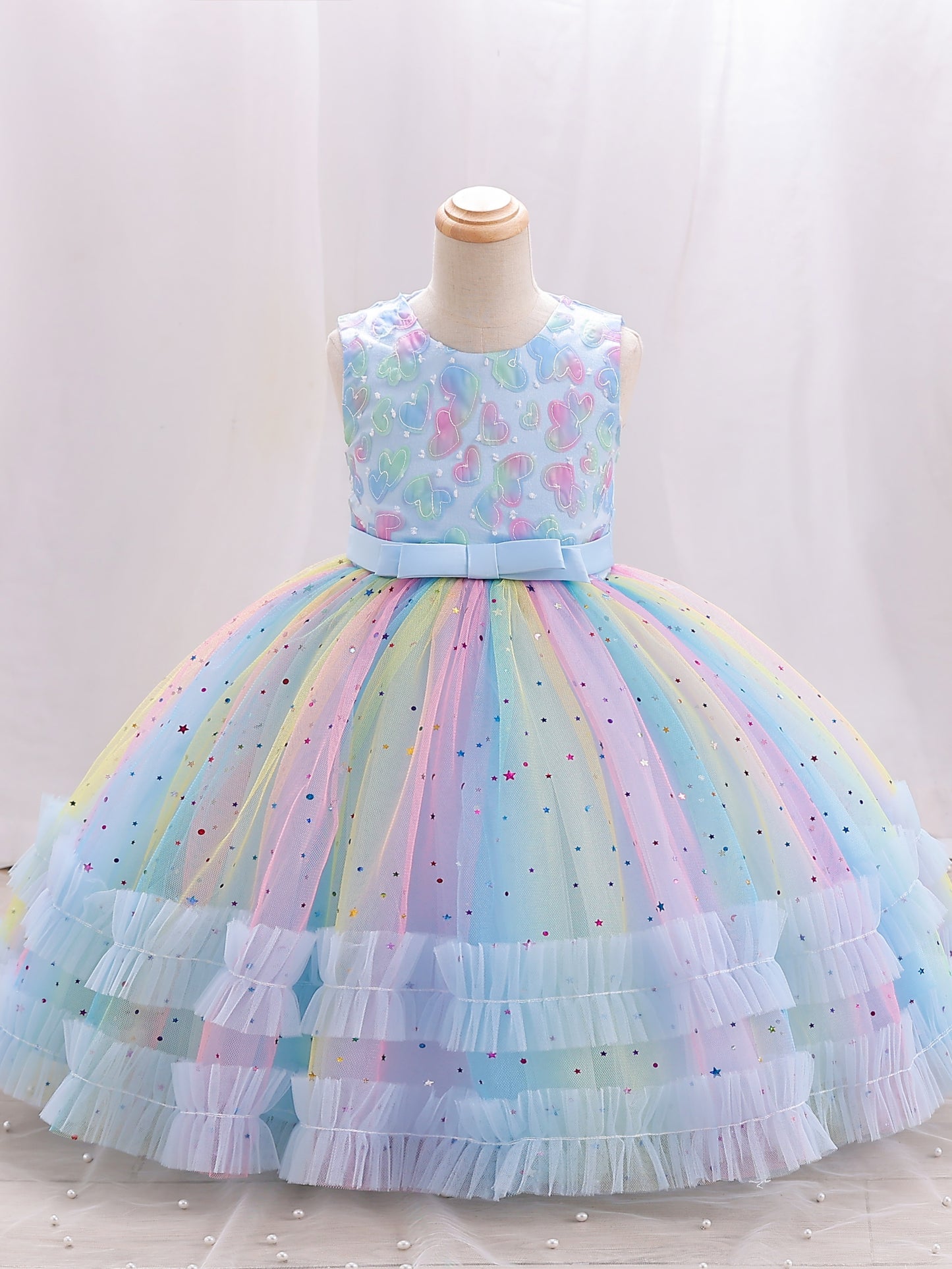 One-year-old Girls Dreamy Princess Gauze Dress - Elegant & Fluffy Formal Wear for Stylish Show-Stoppers - Perfect Birthday Party Outfit, Soft & Breathable