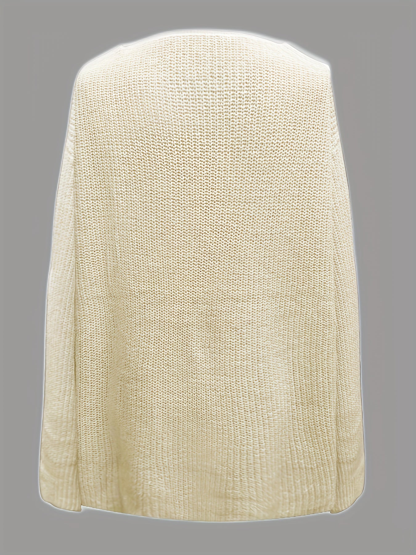 Antmvs Plus Size Casual Sweater, Women's Plus Solid Long Sleeve V Neck High Stretch Sweater