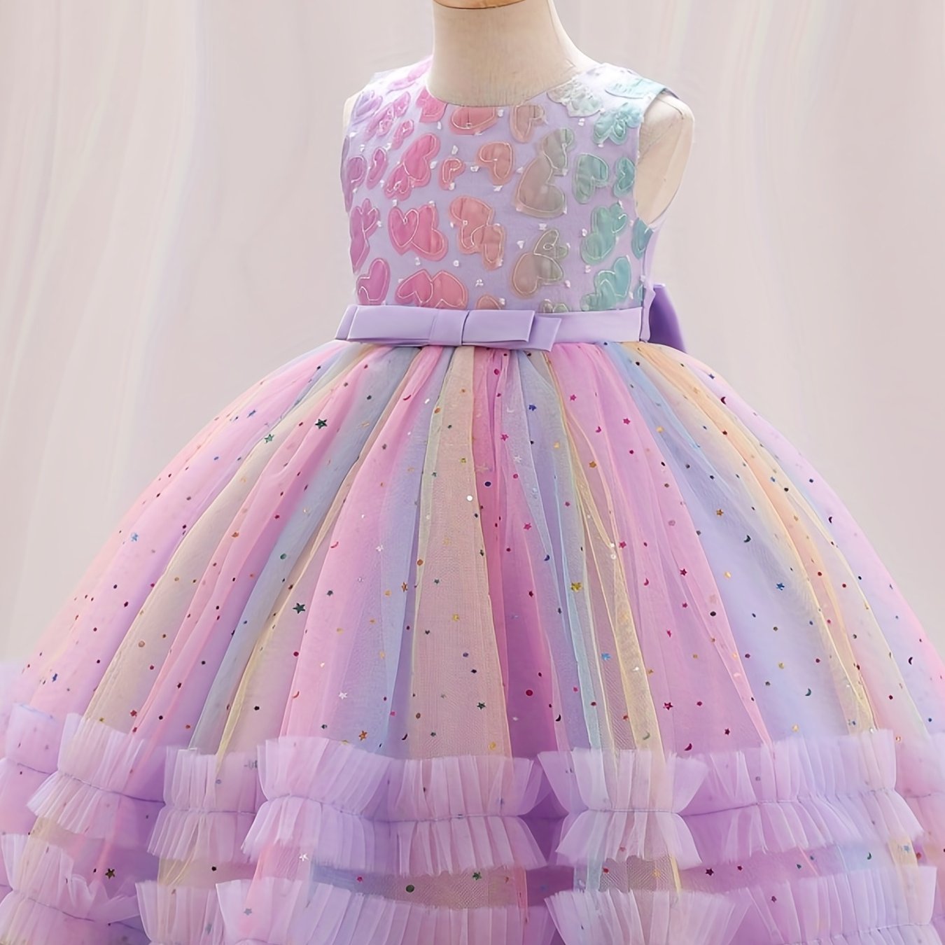 One-year-old Girls Dreamy Princess Gauze Dress - Elegant & Fluffy Formal Wear for Stylish Show-Stoppers - Perfect Birthday Party Outfit, Soft & Breathable