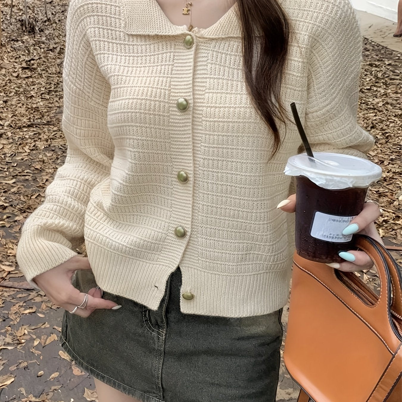 Antmvs Solid Button Front Cardigan, Casual Long Sleeve Drop Shoulder Outwear, Women's Clothing