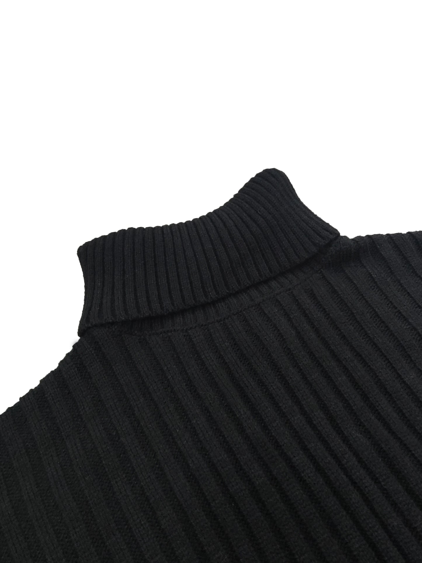 Antmvs Plus Size Casual Sweater Dress, Women's Plus Solid Long Sleeve Turtle Neck Mini Sweater Dress