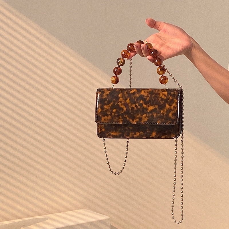 Antmvs Graduation Gift Retro Beaded Chain Women's Small Handbags Fashion Ladies Mini Square Shoulder Crossbody Bags Female Vintage Clutch Purse Bolsos