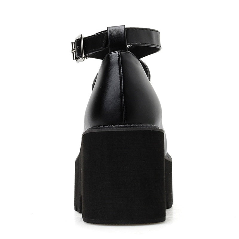Thanksgiving Antmvs College Student Shoes Girl LOLITA Shoes JK Uniform PU Leather Platform Heels Ankle Strap Womens Pumps New Spring