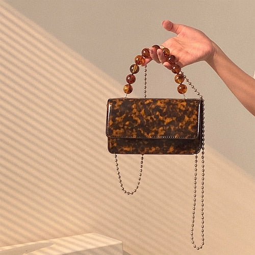 Antmvs Graduation Gift Retro Beaded Chain Women's Small Handbags Fashion Ladies Mini Square Shoulder Crossbody Bags Female Vintage Clutch Purse Bolsos