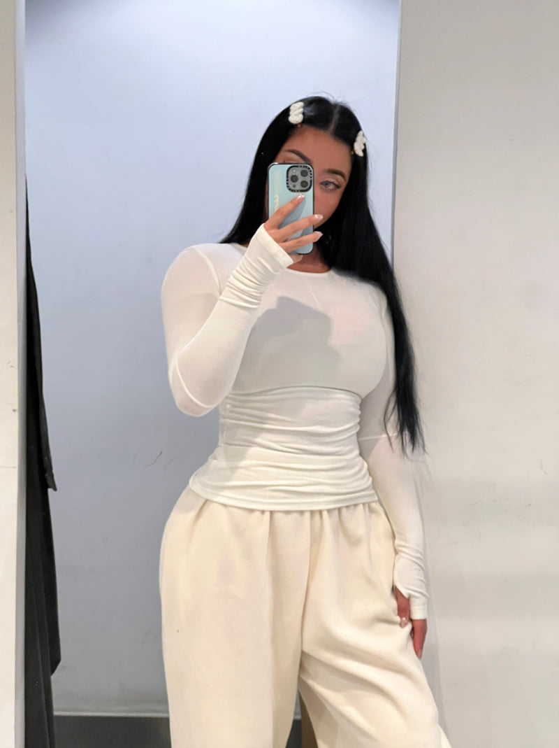 Antmvs Rosemary Solid Color Slim Long Sleeve Top