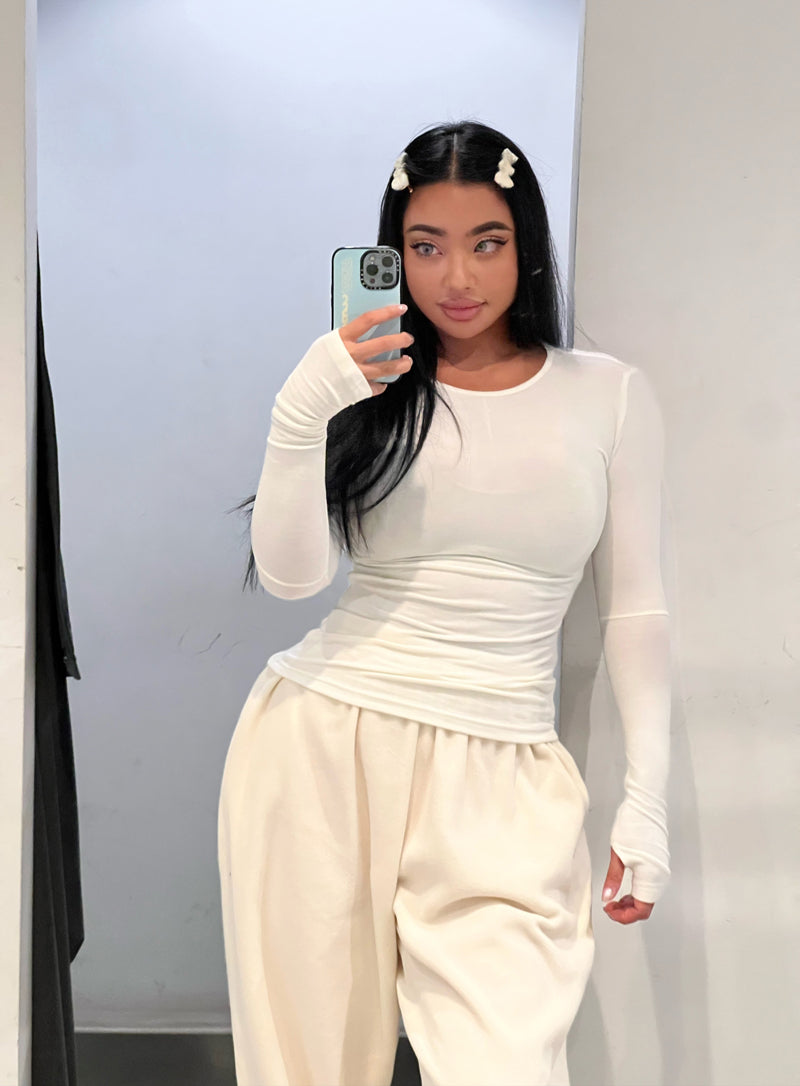 Antmvs Rosemary Solid Color Slim Long Sleeve Top