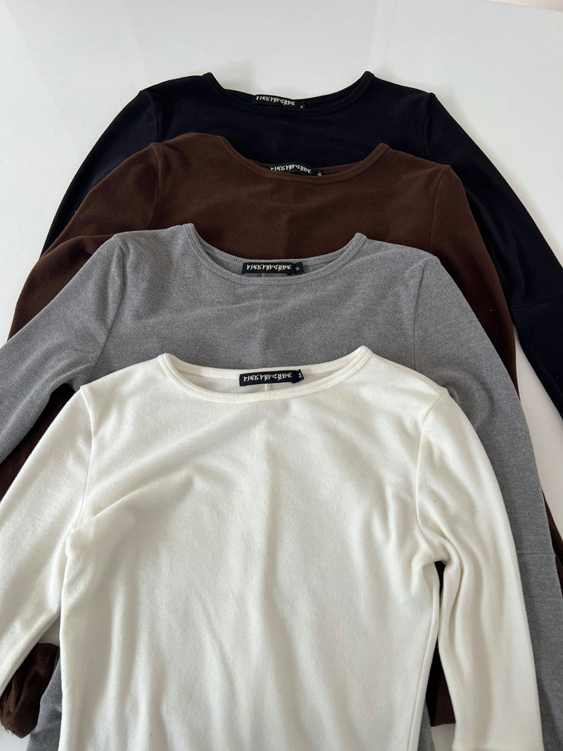 Antmvs Rosemary Solid Color Slim Long Sleeve Top