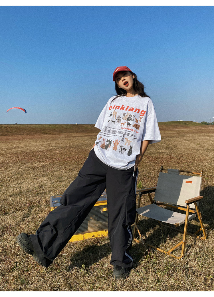 Antmvs Einklang Retro Graphic Letter Print Short Sleeve T-shirt Top