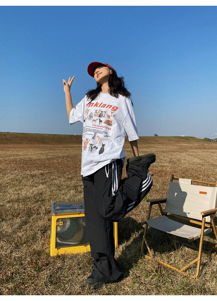 Antmvs Einklang Retro Graphic Letter Print Short Sleeve T-shirt Top