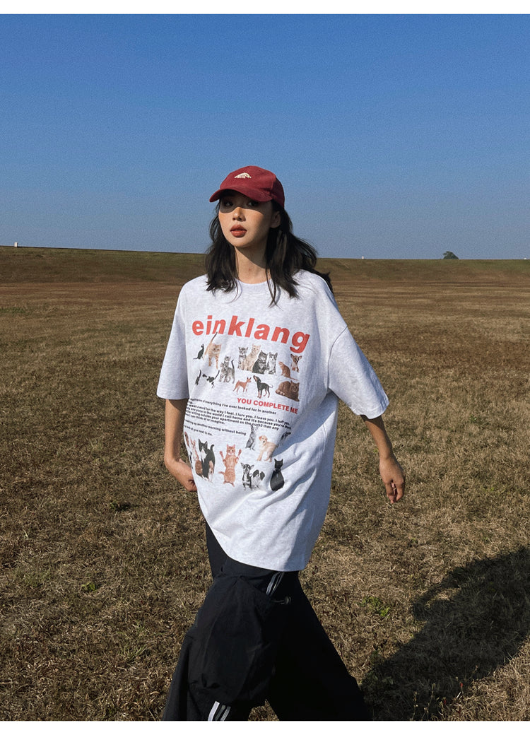 Antmvs Einklang Retro Graphic Letter Print Short Sleeve T-shirt Top