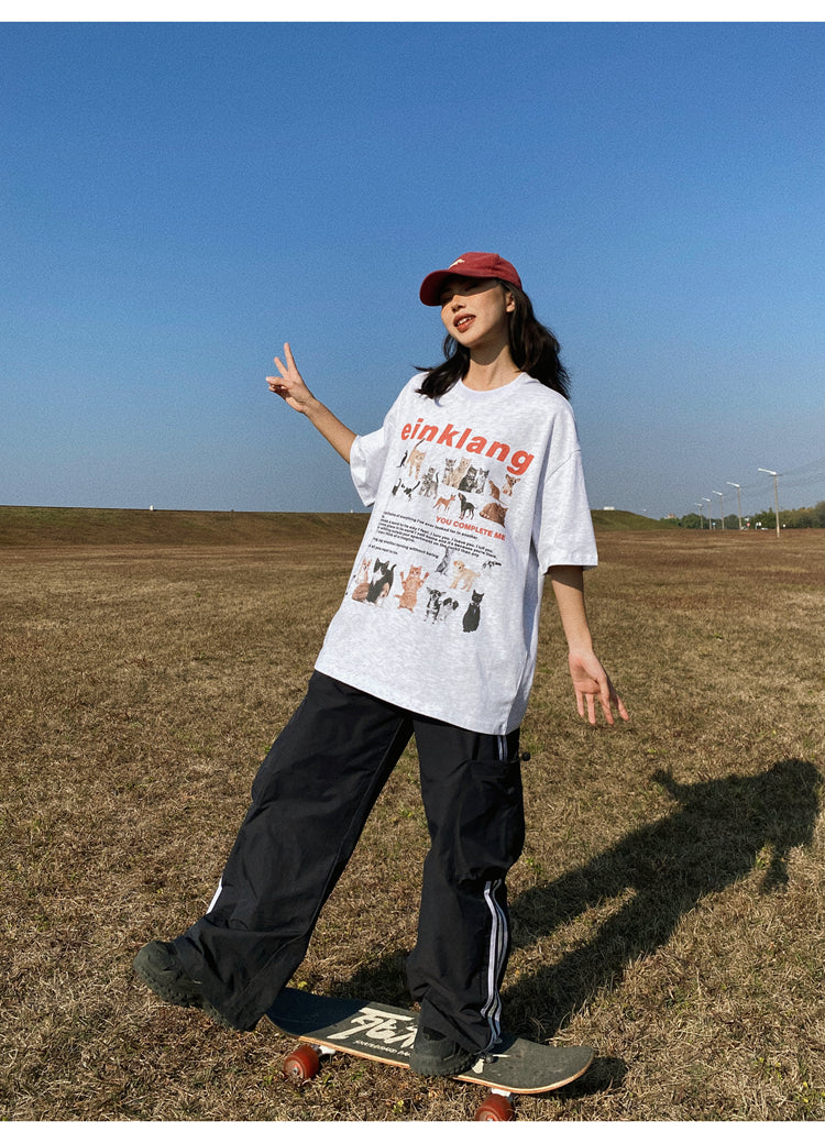 Antmvs Einklang Retro Graphic Letter Print Short Sleeve T-shirt Top